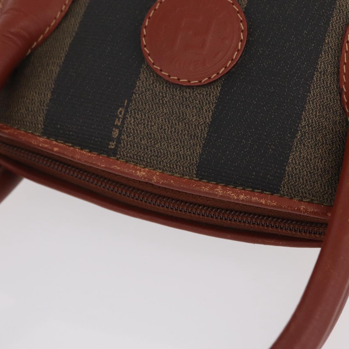 FENDI Pecan Canvas Hand Bag PVC 2way Black Brown Auth ep16407