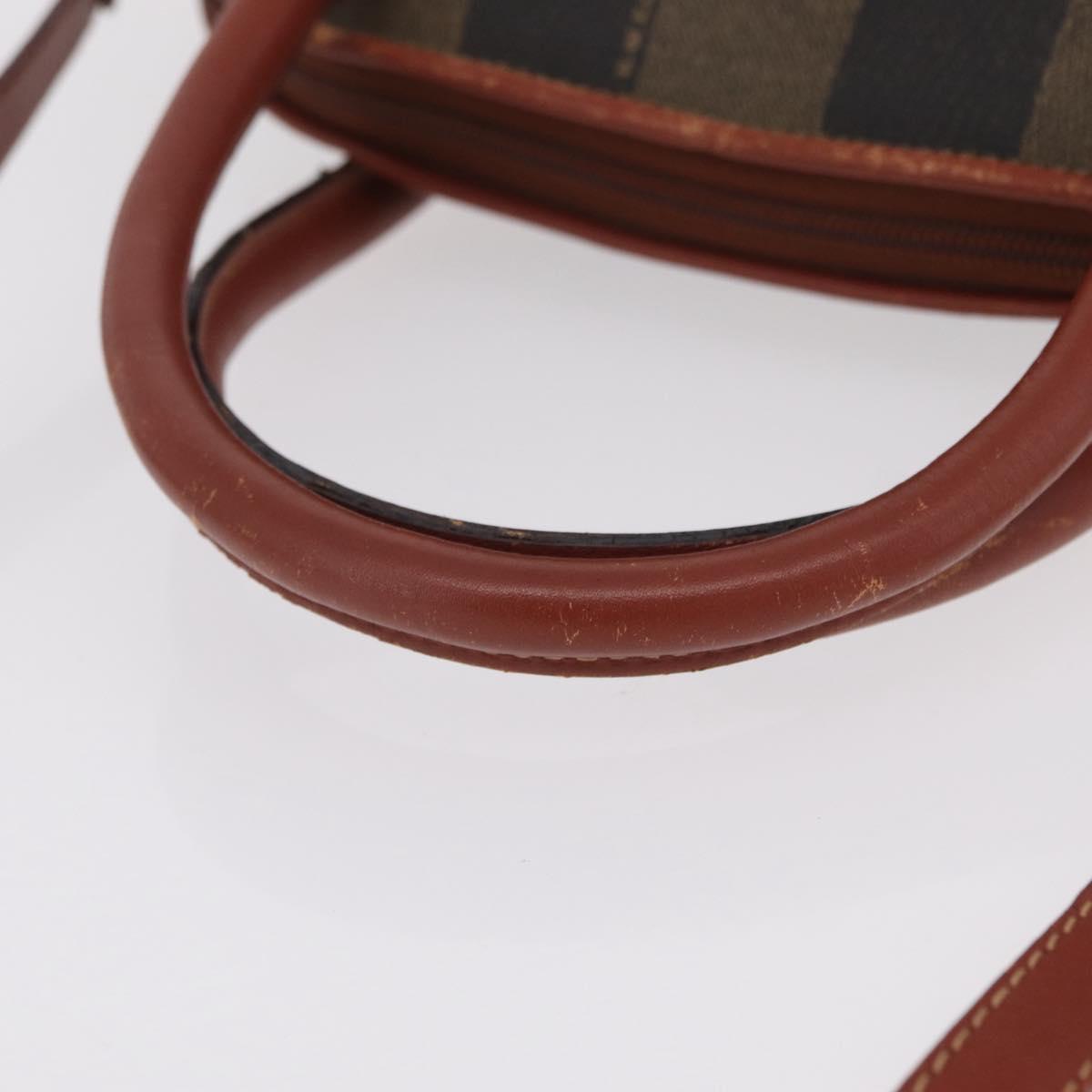 FENDI Pecan Canvas Hand Bag PVC 2way Black Brown Auth ep16407