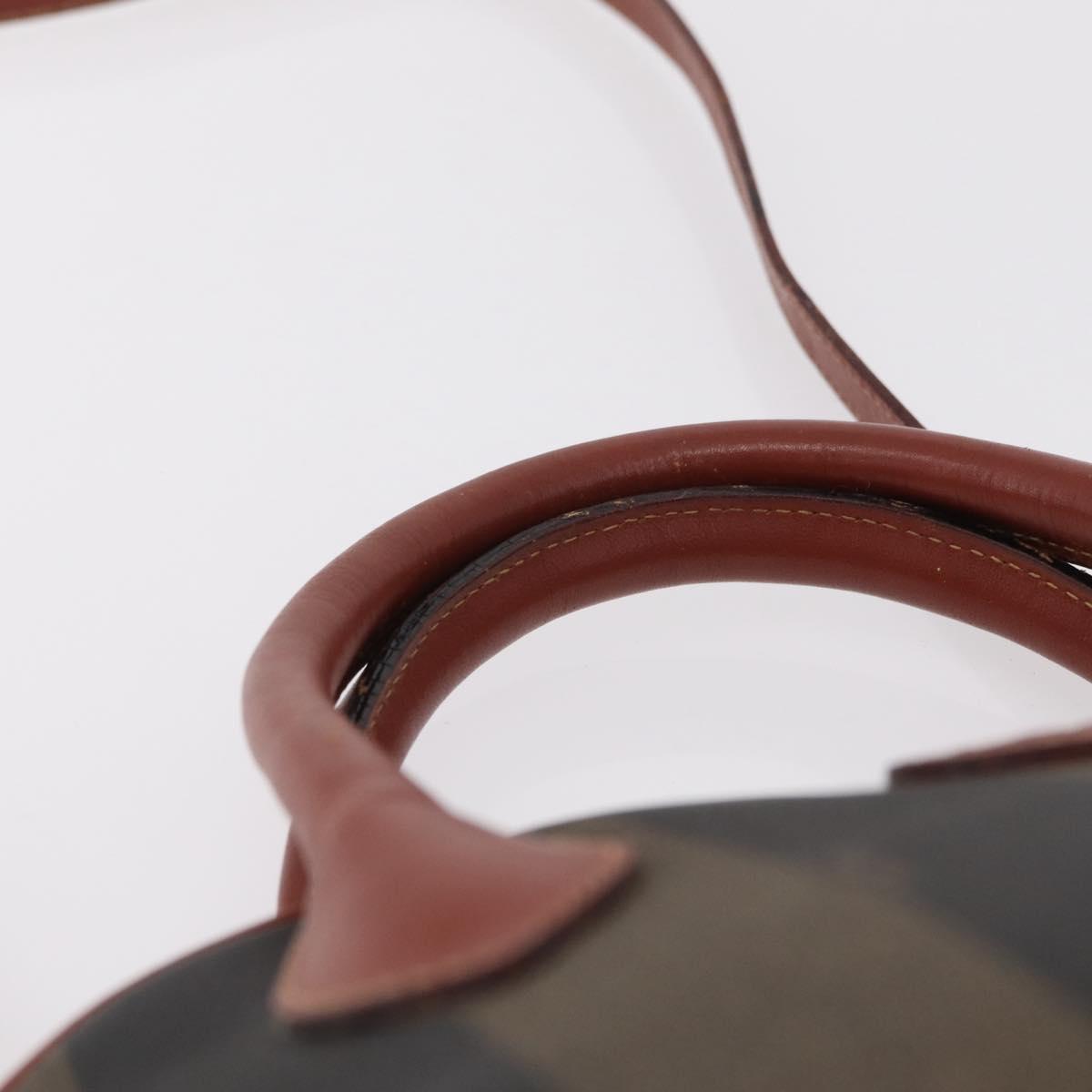 FENDI Pecan Canvas Hand Bag PVC 2way Black Brown Auth ep16407