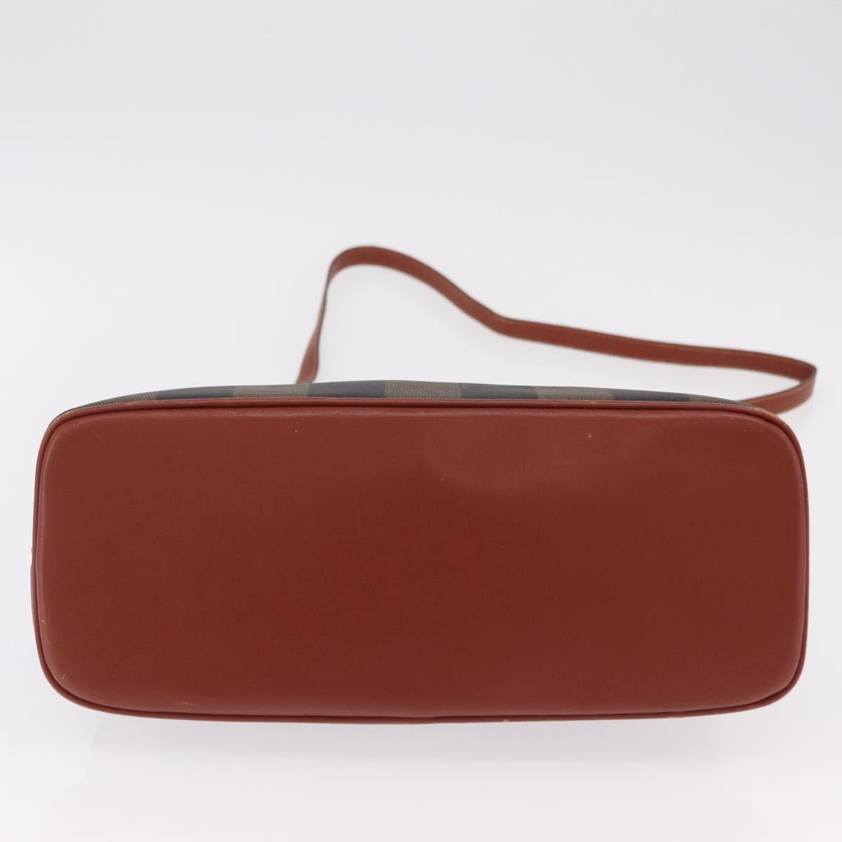 FENDI Pecan Canvas Hand Bag PVC 2way Black Brown Auth ep16407