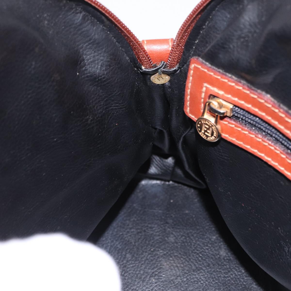FENDI Pecan Canvas Hand Bag PVC 2way Black Brown Auth ep16407