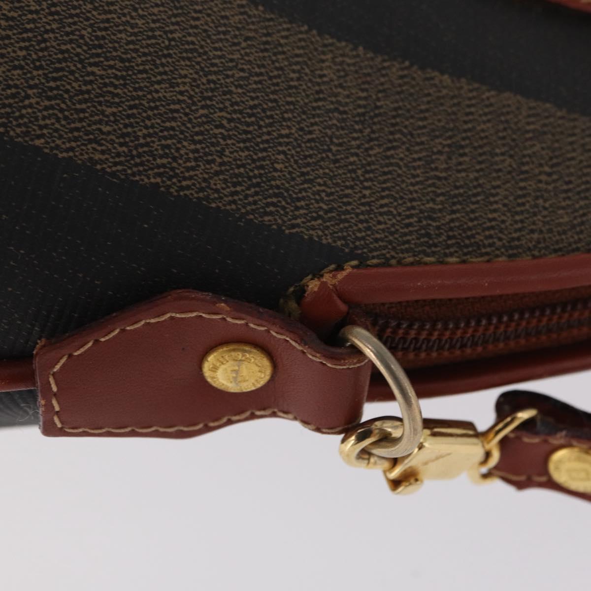 FENDI Pecan Canvas Hand Bag PVC 2way Black Brown Auth ep16407