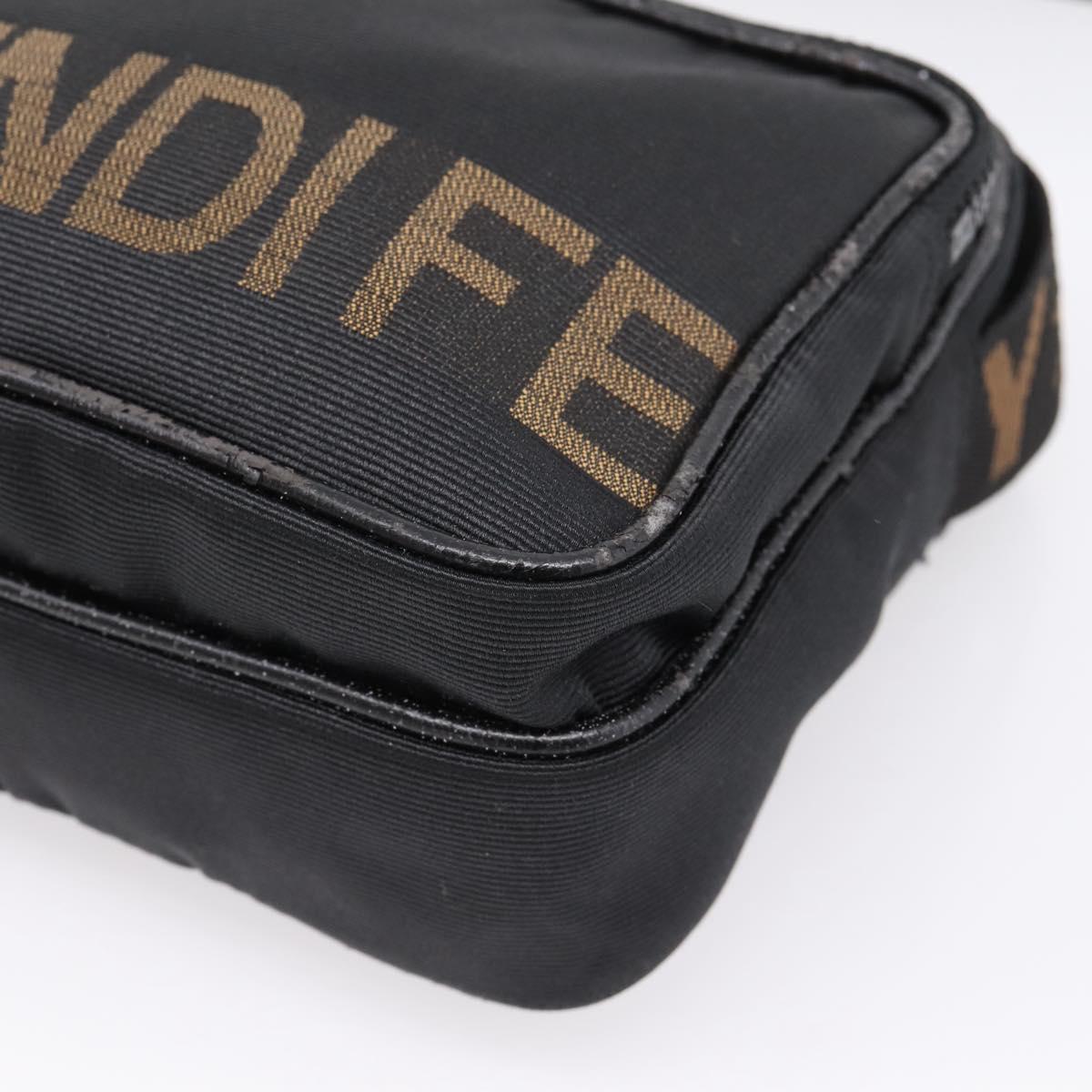 FENDI Shoulder Bag Canvas Black Gold Auth ep16408