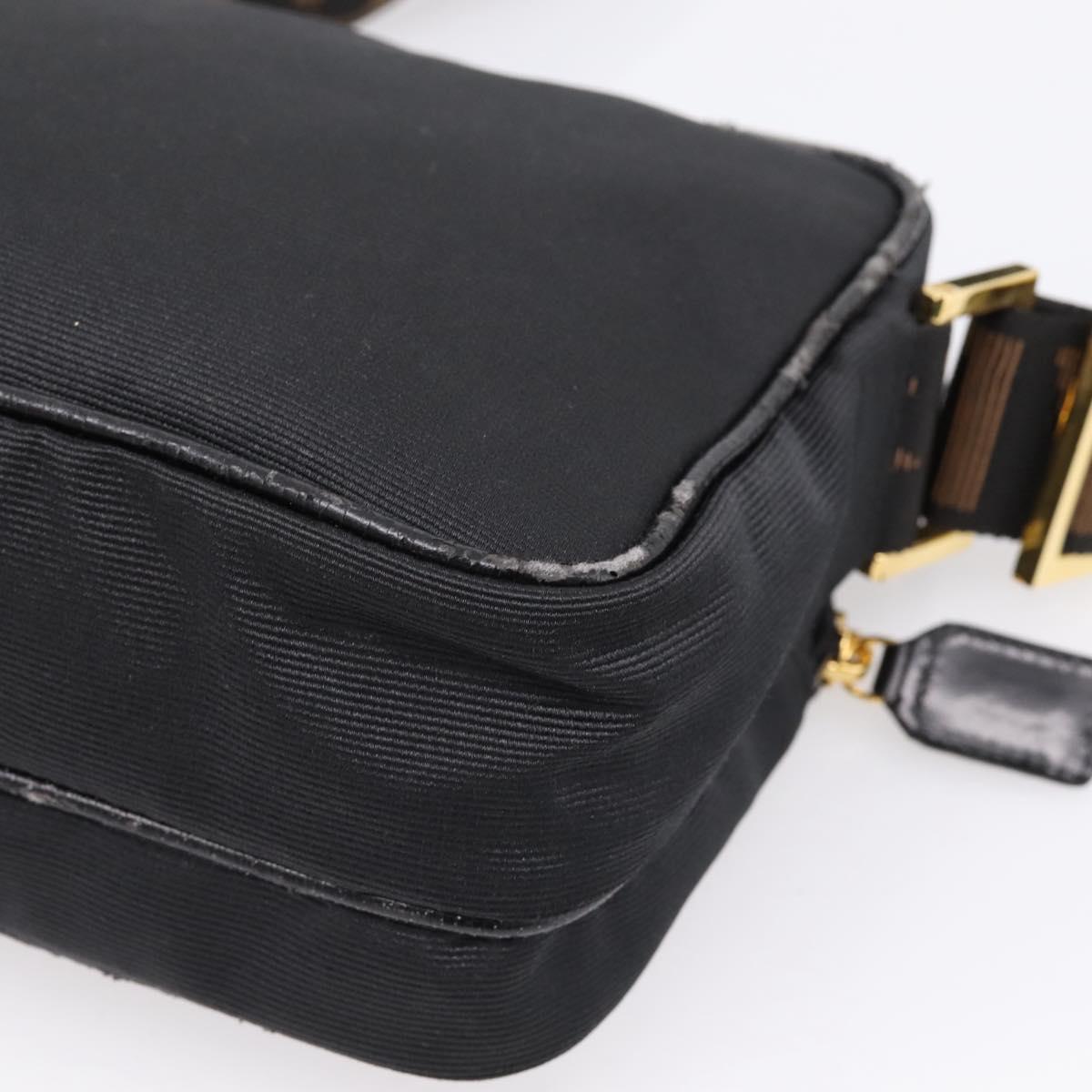 FENDI Shoulder Bag Canvas Black Gold Auth ep16408