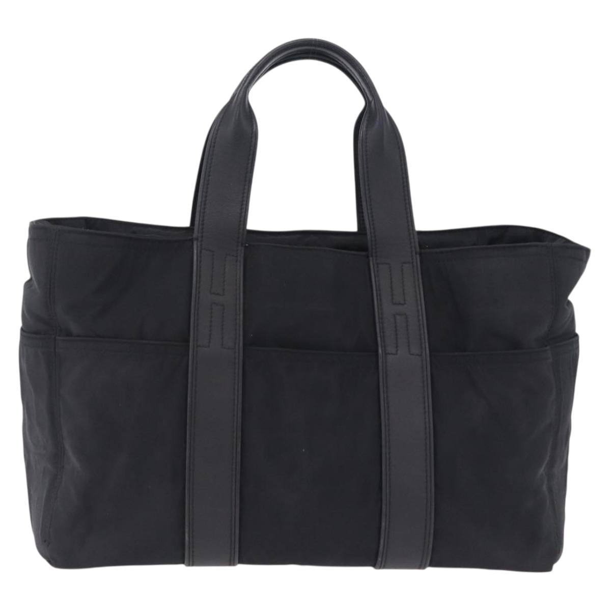HERMES Akapu Luco Hand Bag Nylon Black Silver Auth ep16416