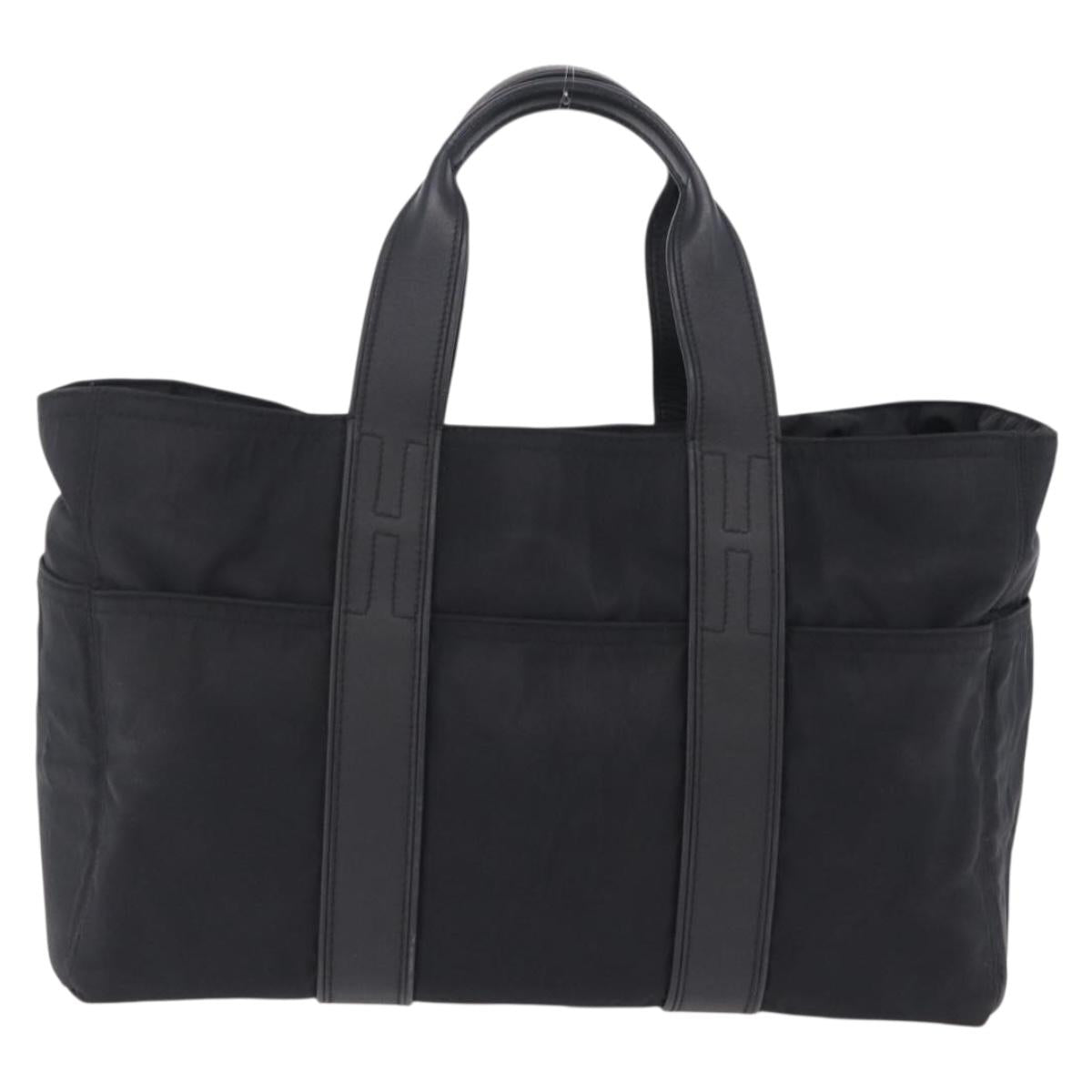 HERMES Akapu Luco Hand Bag Nylon Black Silver Auth ep16416