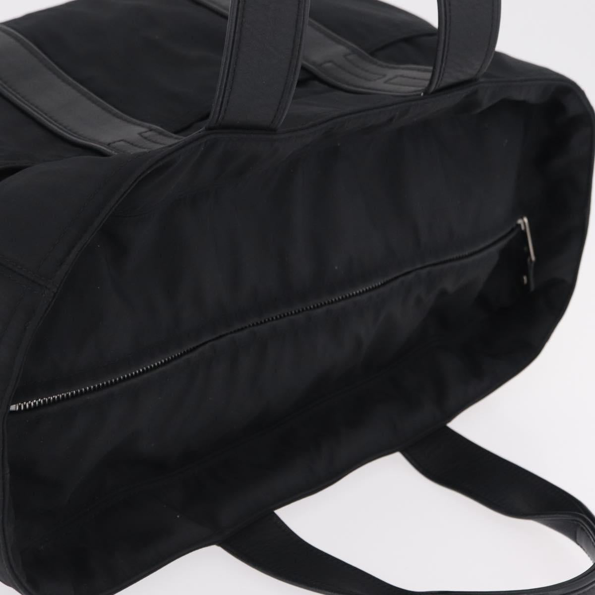 HERMES Akapu Luco Hand Bag Nylon Black Silver Auth ep16416