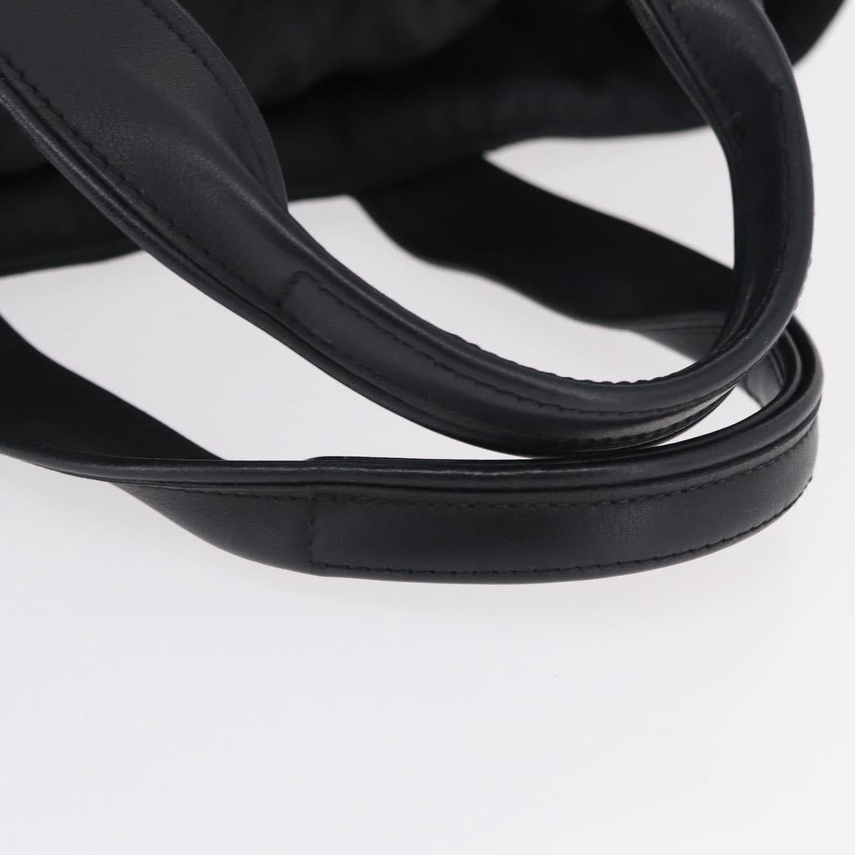 HERMES Akapu Luco Hand Bag Nylon Black Silver Auth ep16416