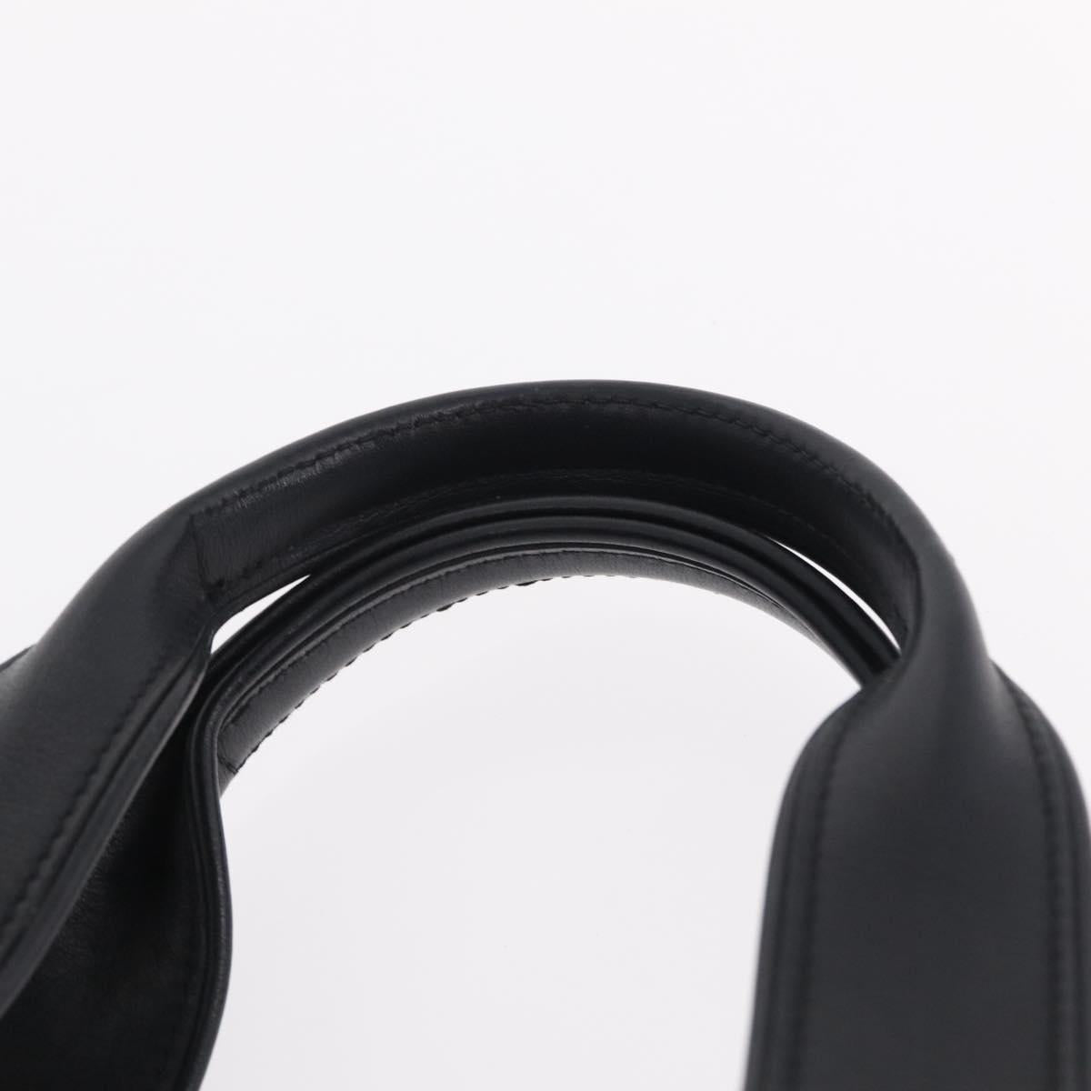 HERMES Akapu Luco Hand Bag Nylon Black Silver Auth ep16416
