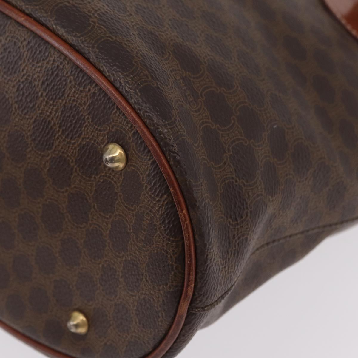 CELINE Macadam Canvas Tote Bag PVC Leather Brown Gold Auth ep16417