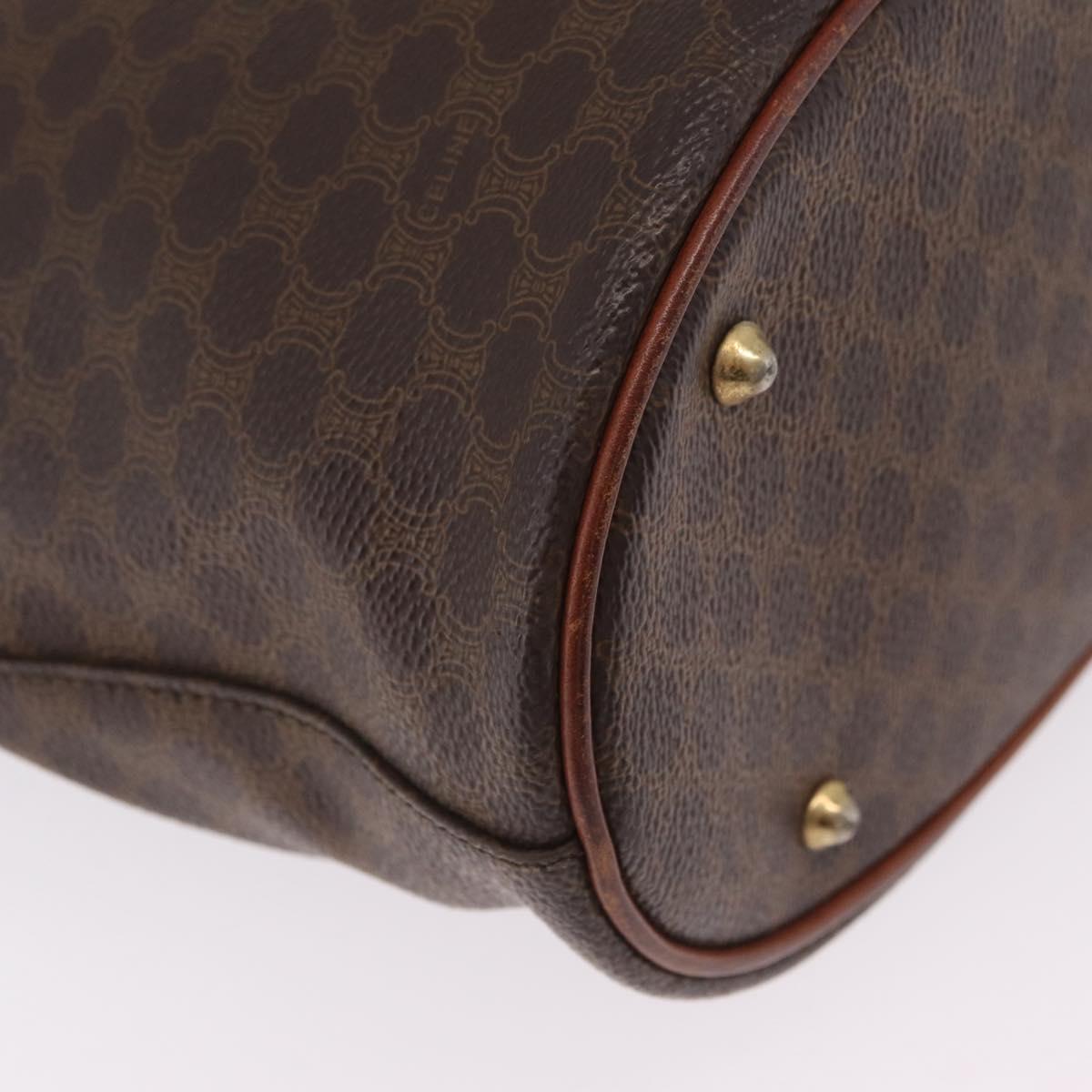 CELINE Macadam Canvas Tote Bag PVC Leather Brown Gold Auth ep16417