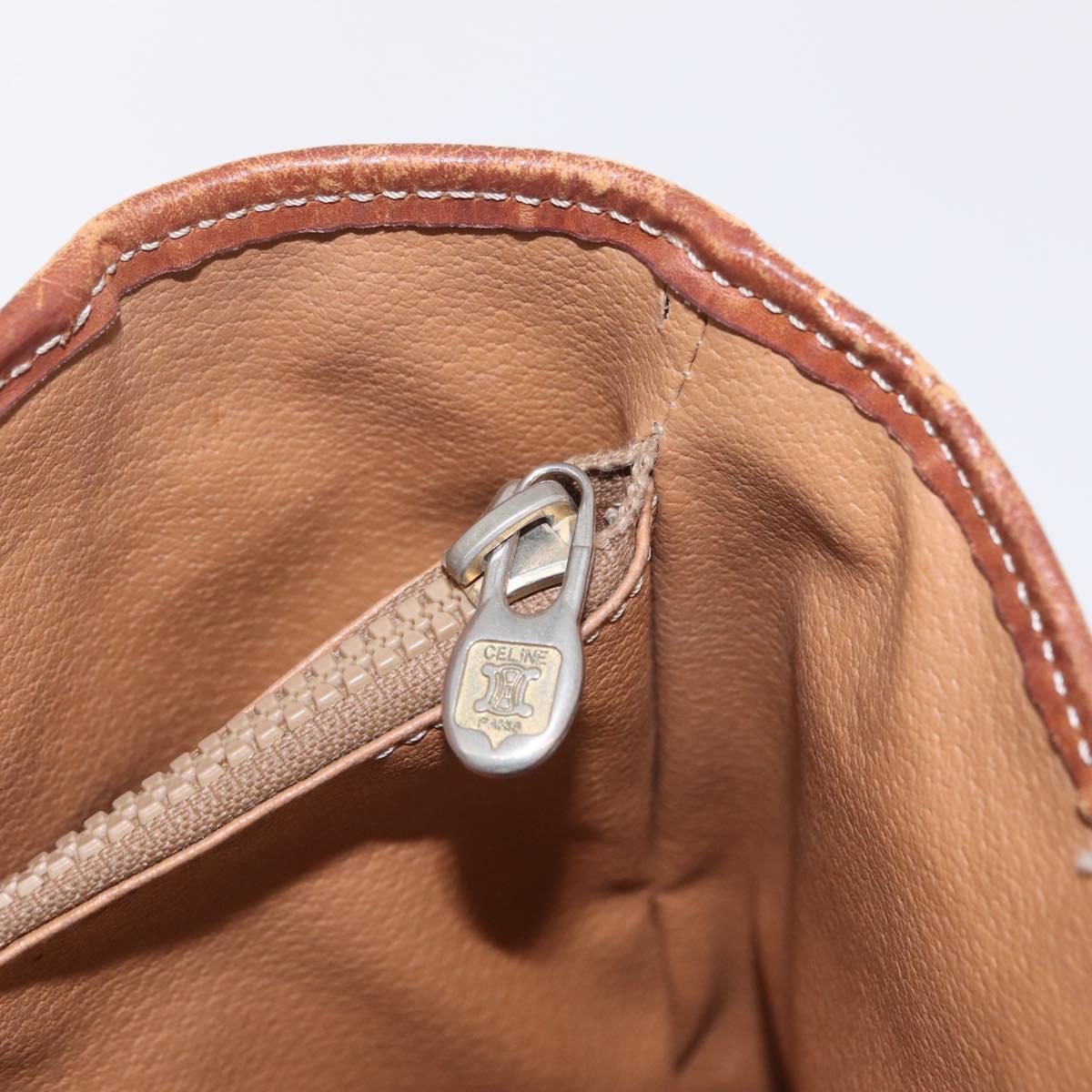 CELINE Macadam Canvas Tote Bag PVC Leather Brown Gold Auth ep16417