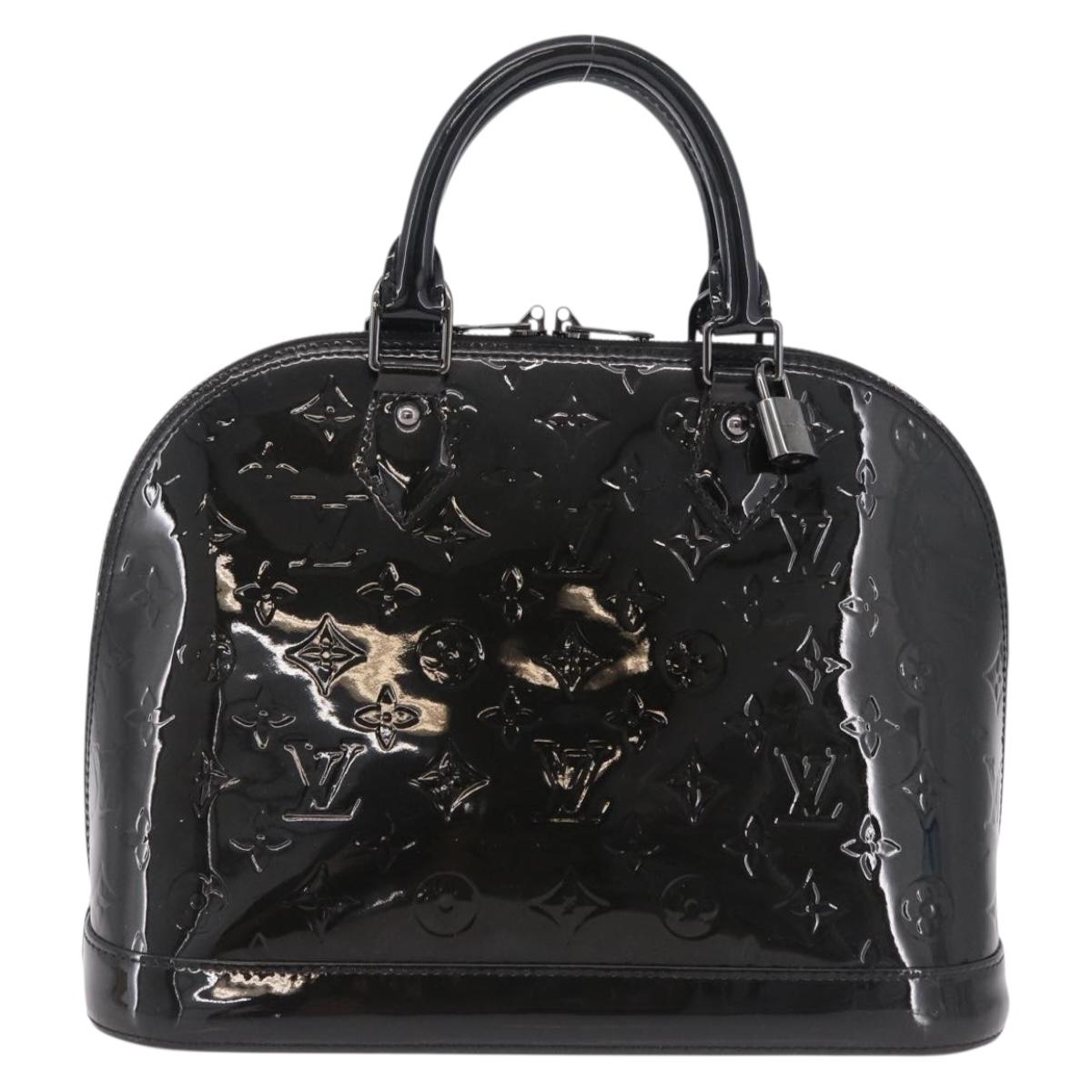 LOUIS VUITTON Monogram Vernis Alma PM Bag Noir Manetic M90061 LV Auth ep16419V