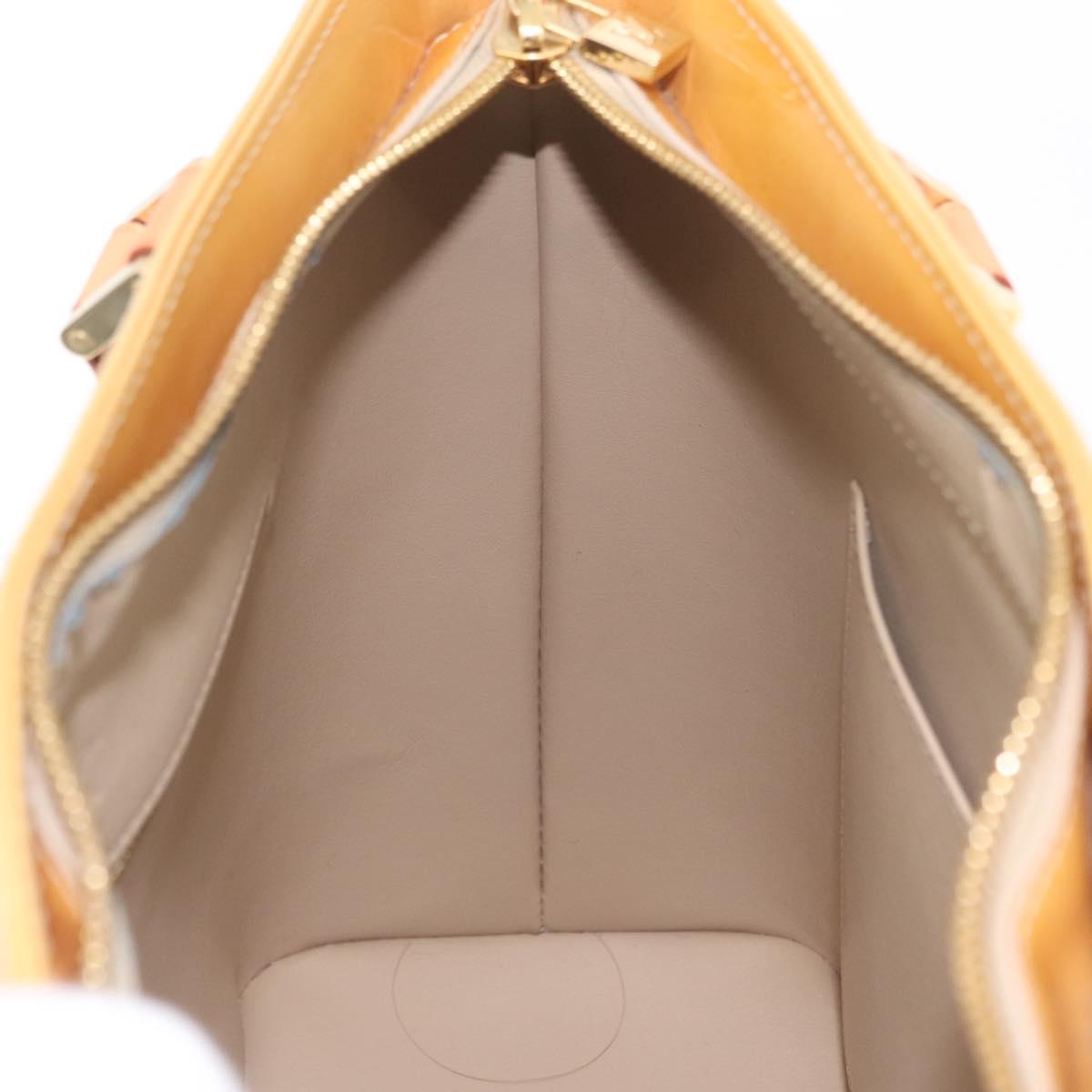 LOUIS VUITTON Monogram Vernis Houston Hand Bag Beige M91004 LV Auth ep16420A