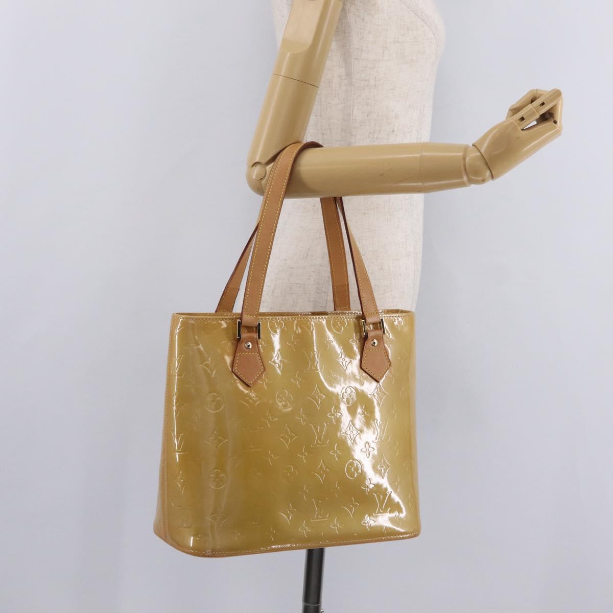 LOUIS VUITTON Monogram Vernis Houston Hand Bag Beige M91004 LV Auth ep16420A
