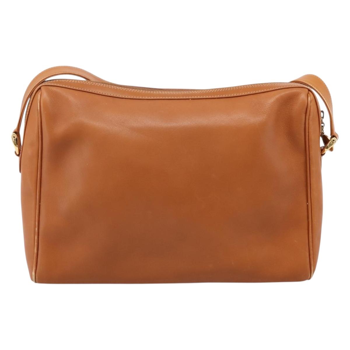GUCCI Bamboo Shoulder Bag Leather Brown Gold Auth ep16426