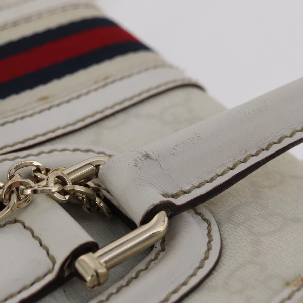 GUCCI GG Supreme Sherry Line Hand Bag PVC White Gold Auth ep16430A
