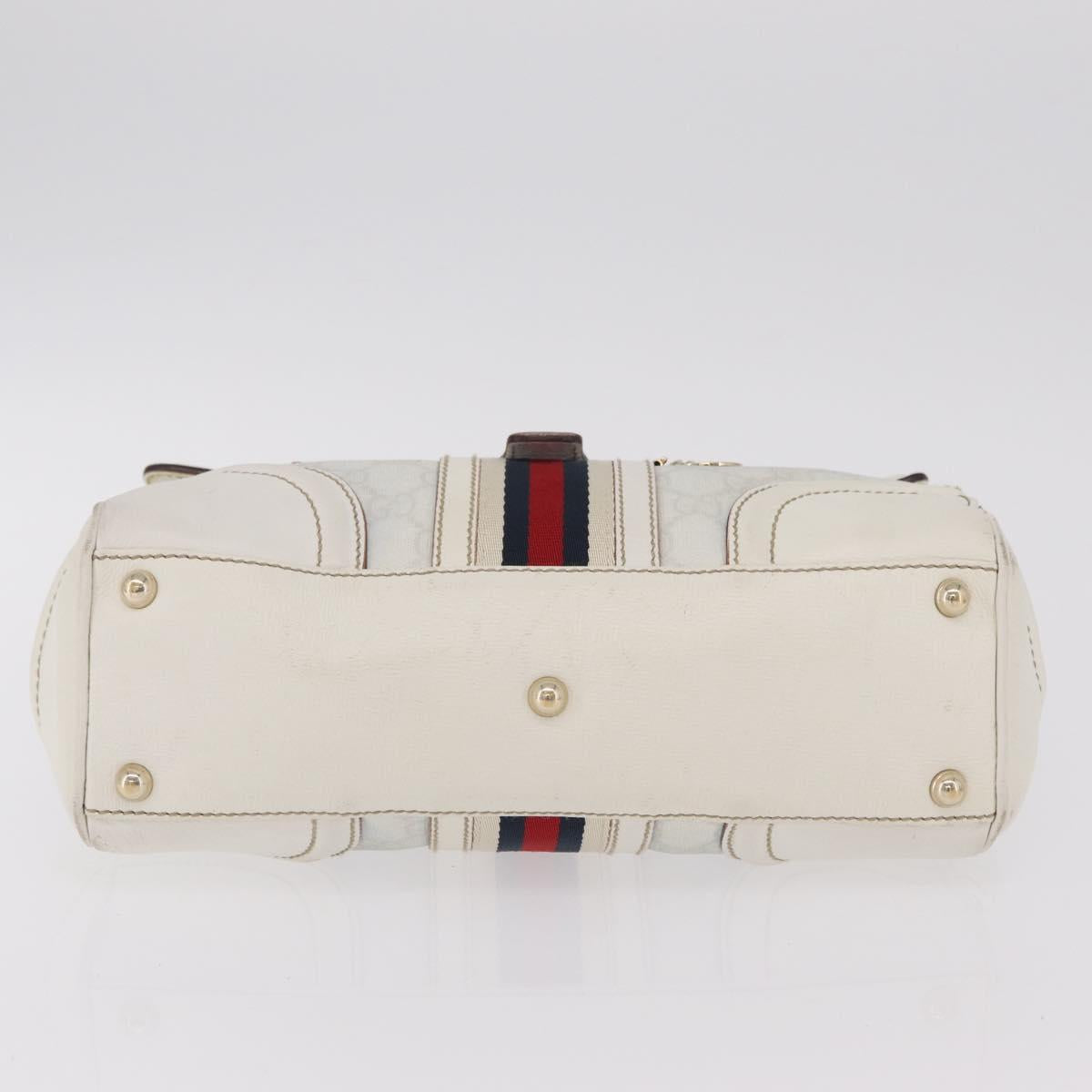 GUCCI GG Supreme Sherry Line Hand Bag PVC White Gold Auth ep16430A