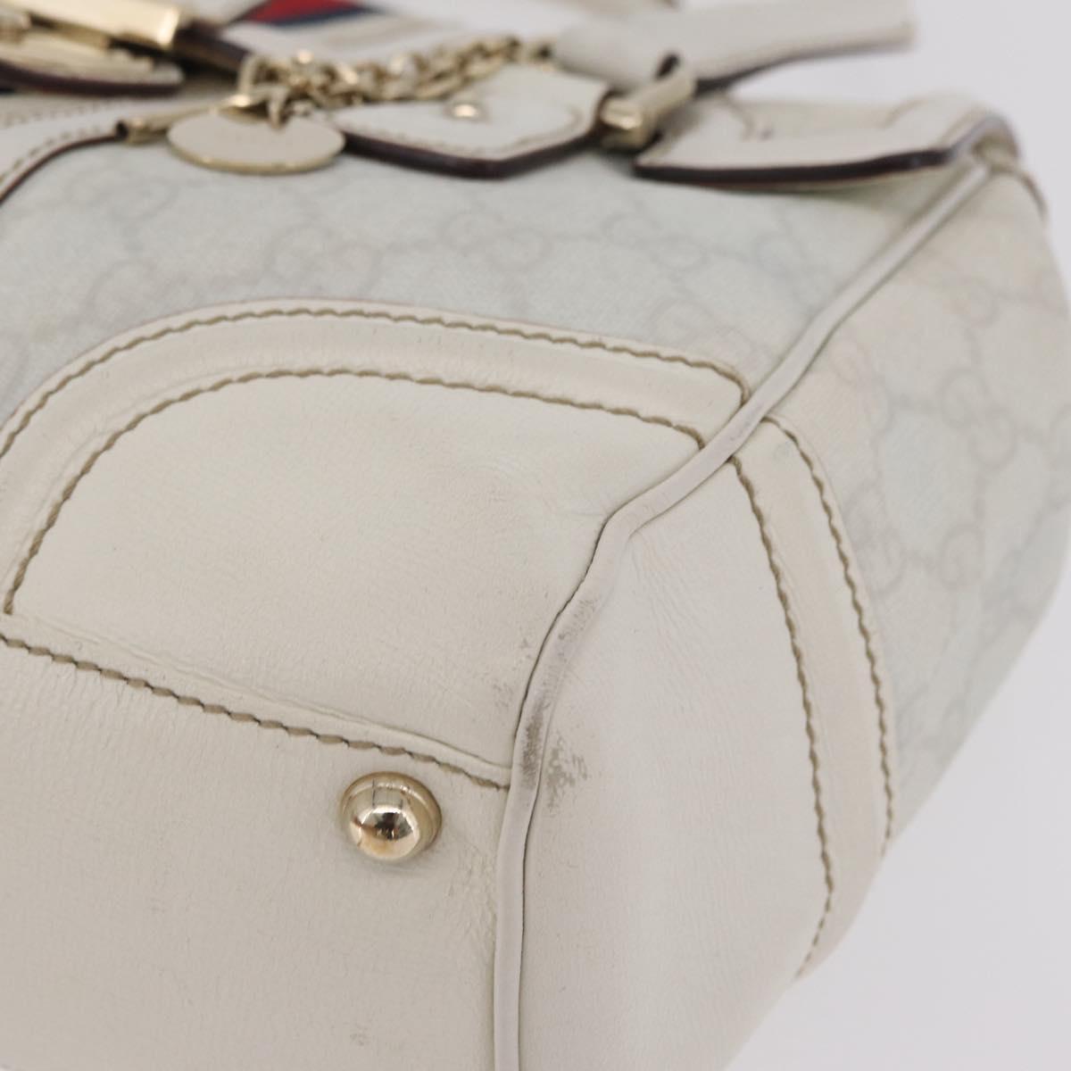 GUCCI GG Supreme Sherry Line Hand Bag PVC White Gold Auth ep16430A