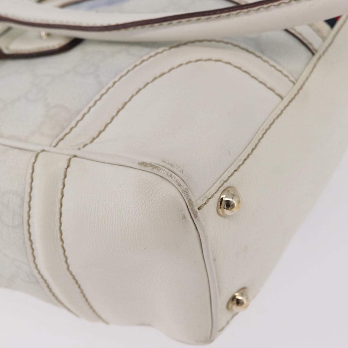 GUCCI GG Supreme Sherry Line Hand Bag PVC White Gold Auth ep16430A