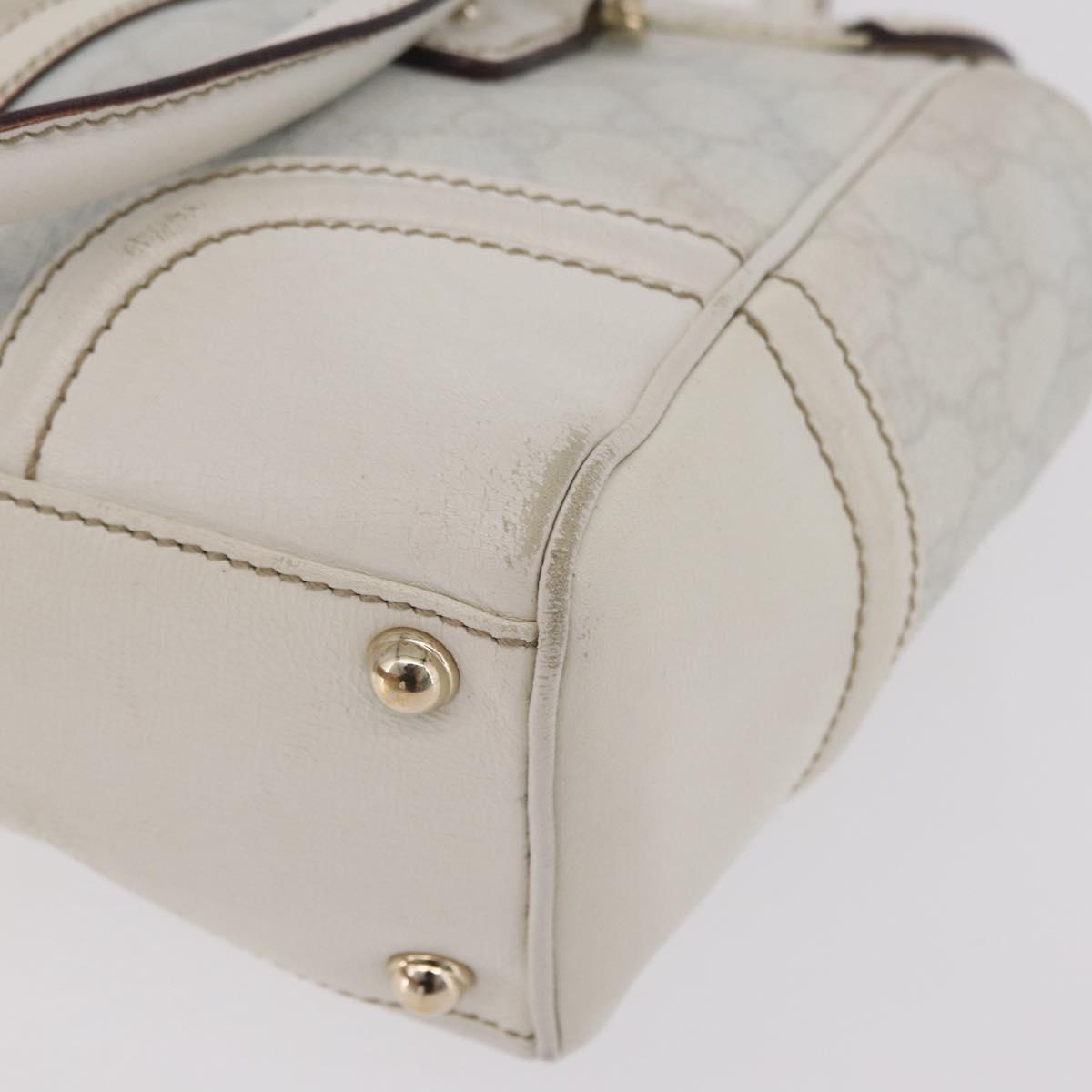 GUCCI GG Supreme Sherry Line Hand Bag PVC White Gold Auth ep16430A