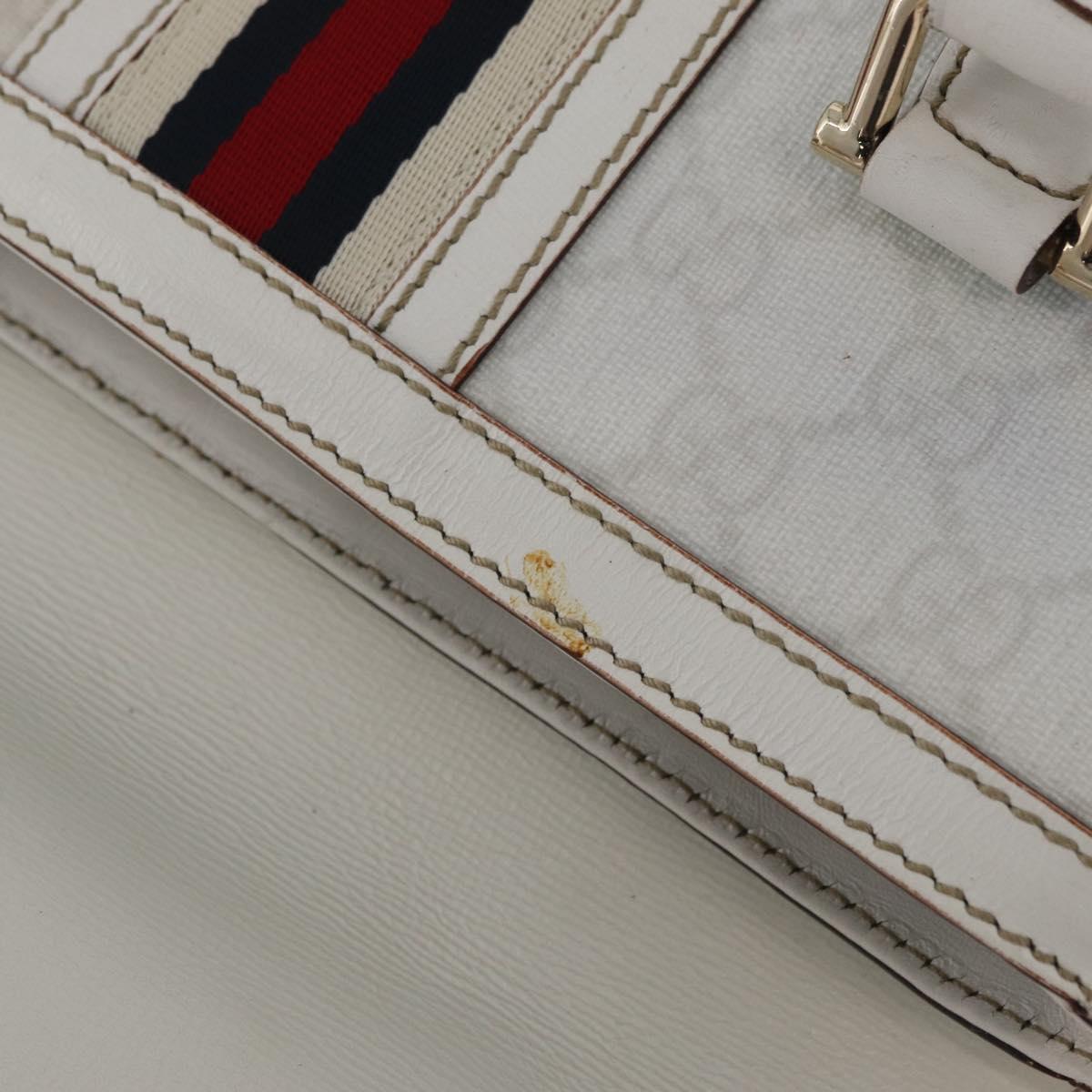 GUCCI GG Supreme Sherry Line Hand Bag PVC White Gold Auth ep16430A