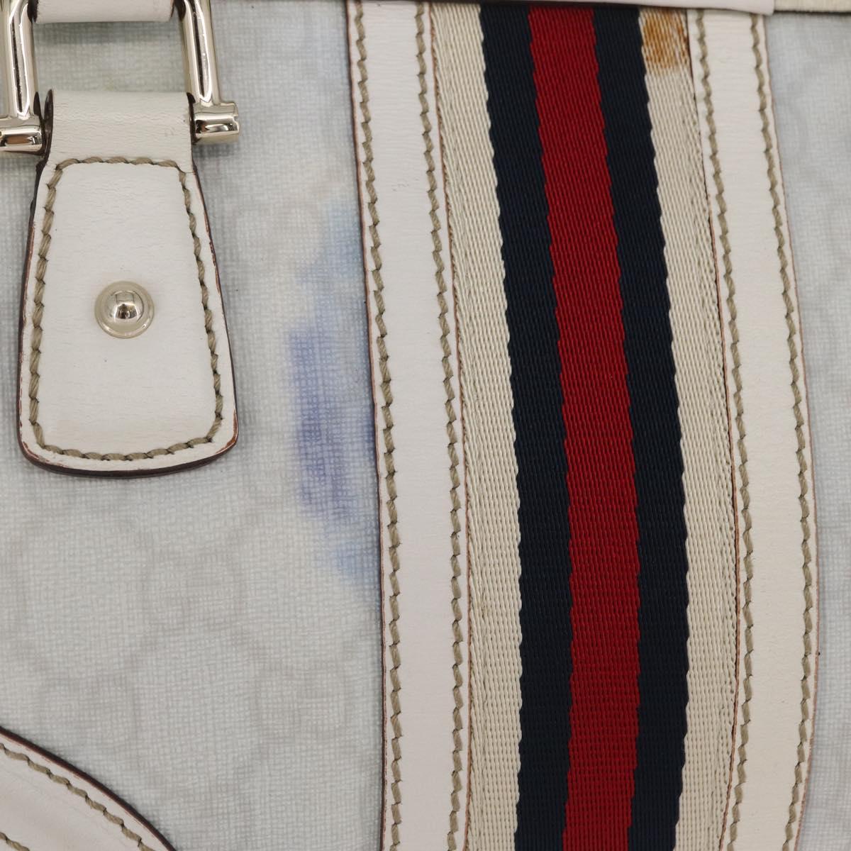GUCCI GG Supreme Sherry Line Hand Bag PVC White Gold Auth ep16430A