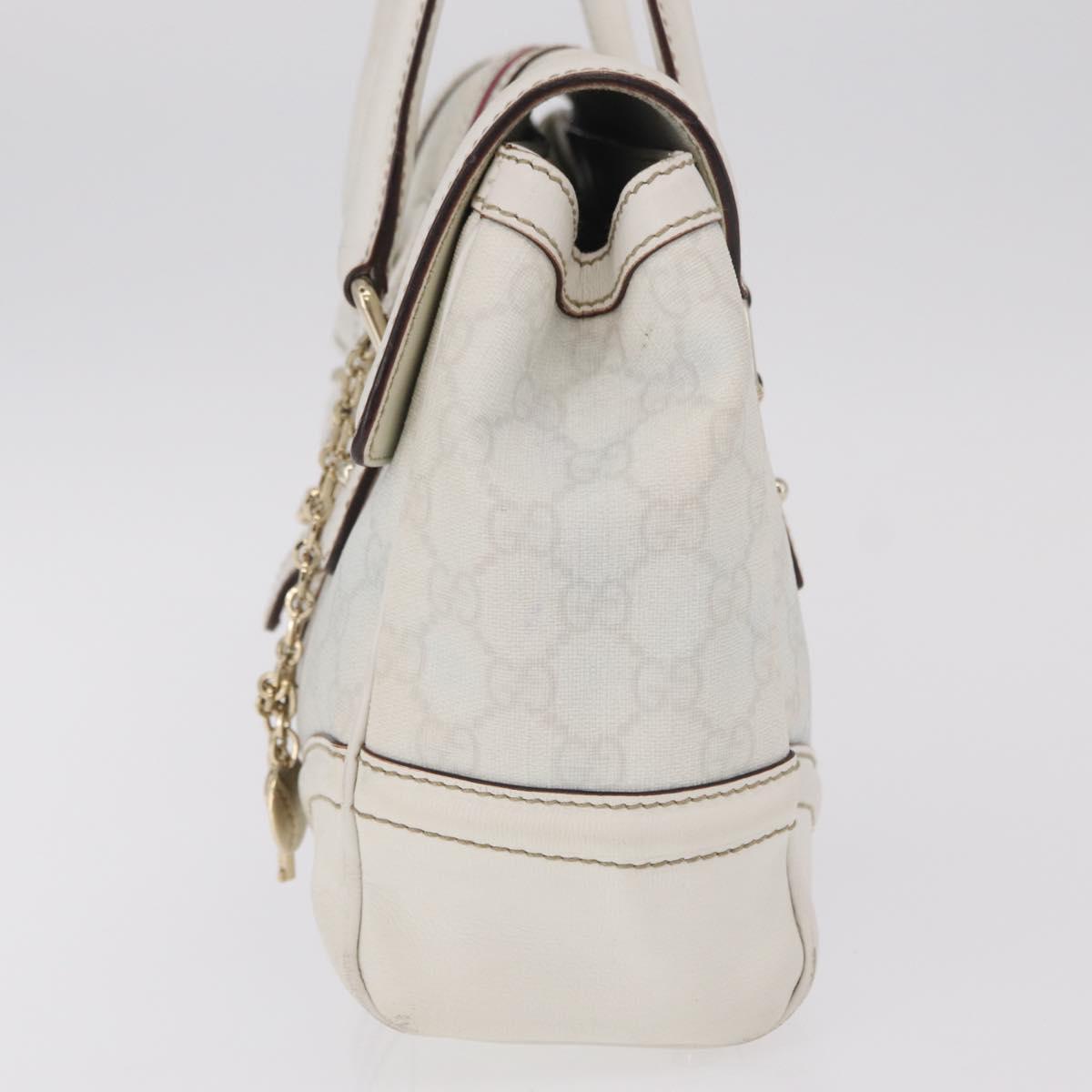 GUCCI GG Supreme Sherry Line Hand Bag PVC White Gold Auth ep16430A