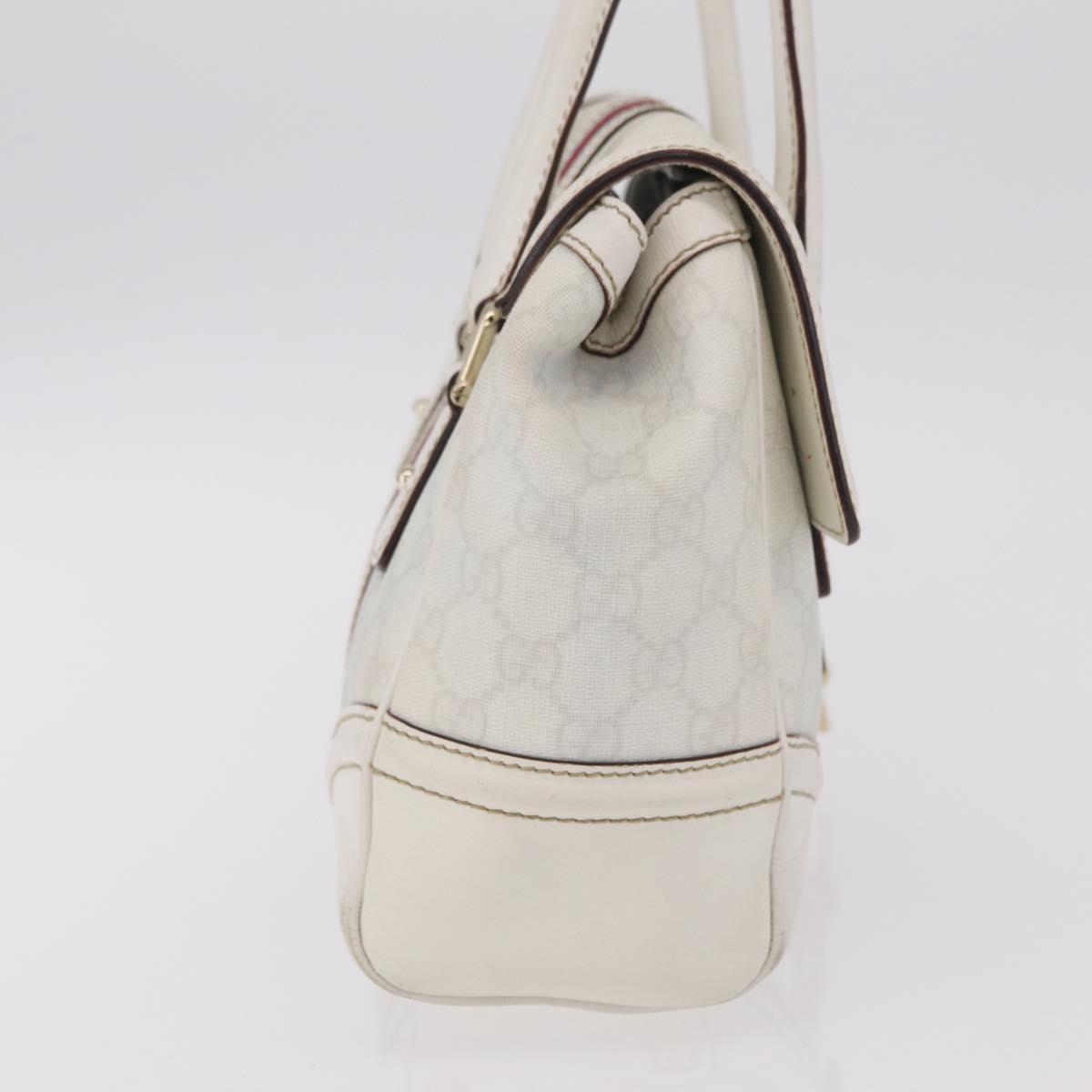 GUCCI GG Supreme Sherry Line Hand Bag PVC White Gold Auth ep16430A