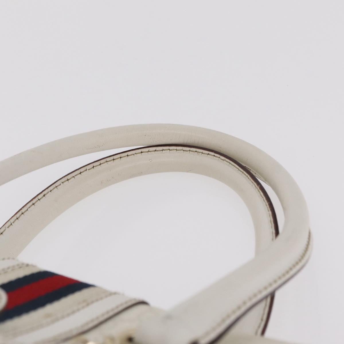 GUCCI GG Supreme Sherry Line Hand Bag PVC White Gold Auth ep16430A