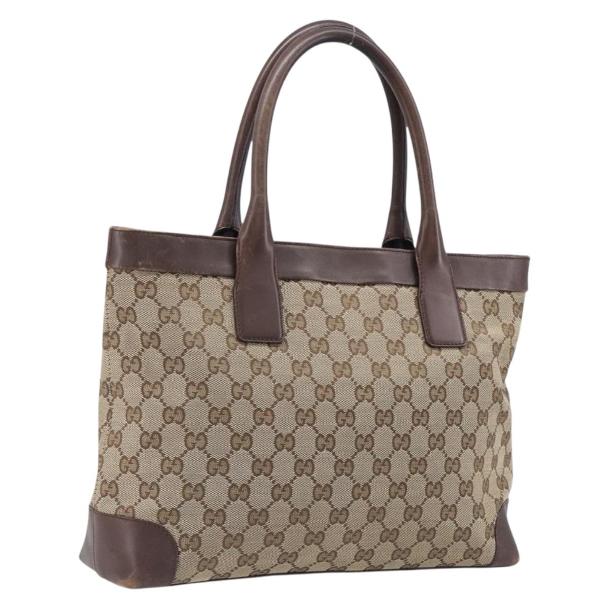 GUCCI GG Canvas Tote Bag Beige Gold 002 1119 Auth ep16438