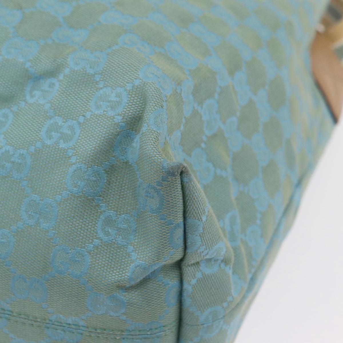 GUCCI GG Canvas Tote Bag 2way Outlet Light Blue Silver 257298 Auth ep16449A