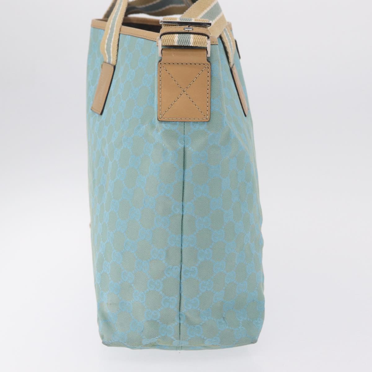GUCCI GG Canvas Tote Bag 2way Outlet Light Blue Silver 257298 Auth ep16449A
