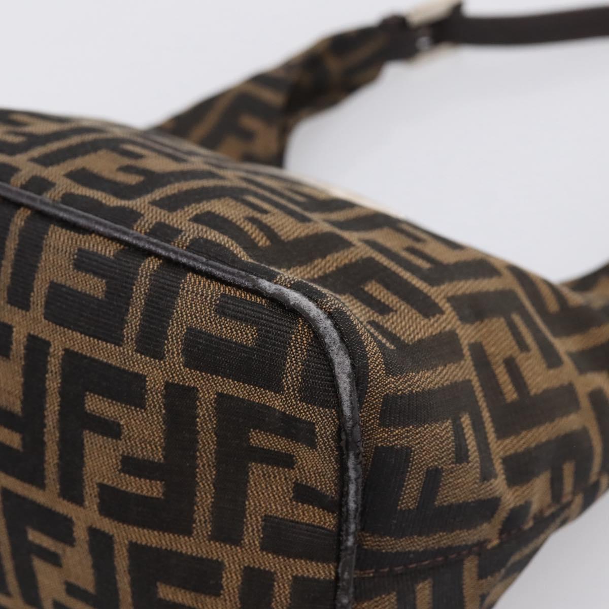 FENDI Zucca Canvas Mamma Baguette Shoulder Bag Brown Black Auth ep16455A