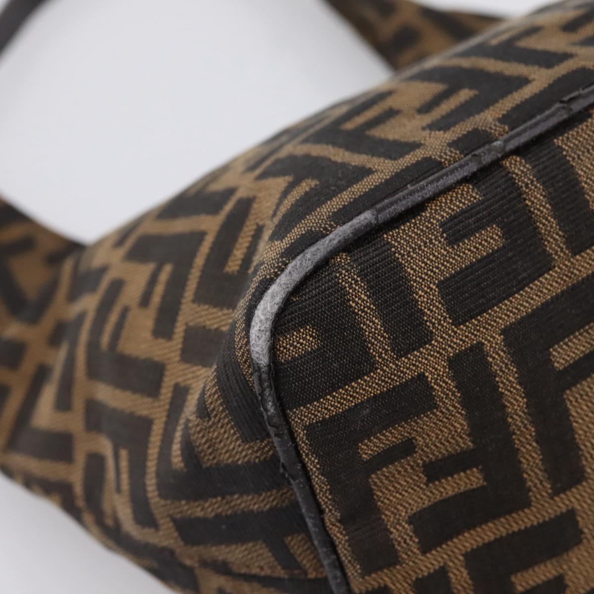 FENDI Zucca Canvas Mamma Baguette Shoulder Bag Brown Black Auth ep16455A