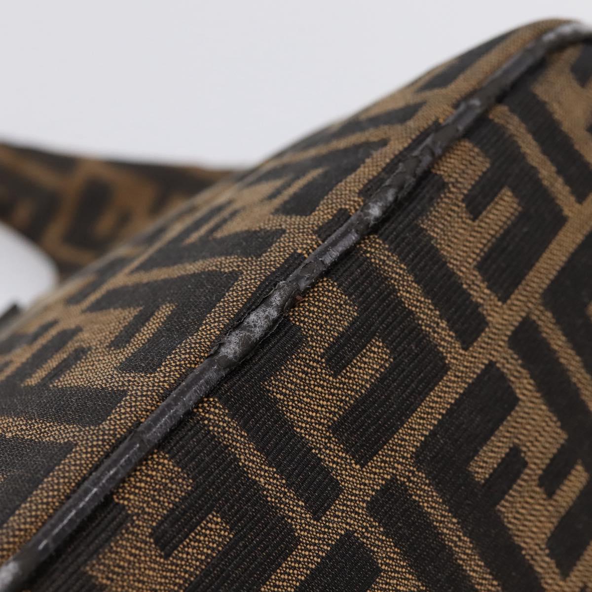 FENDI Zucca Canvas Mamma Baguette Shoulder Bag Brown Black Auth ep16455A