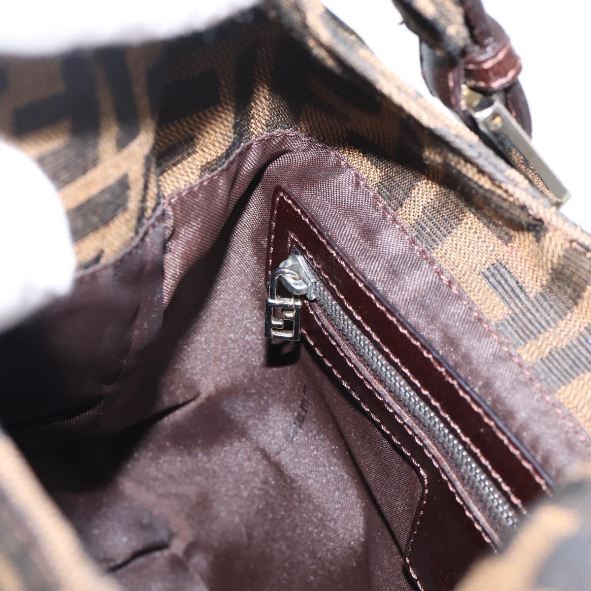 FENDI Zucca Canvas Mamma Baguette Shoulder Bag Brown Black Auth ep16455A