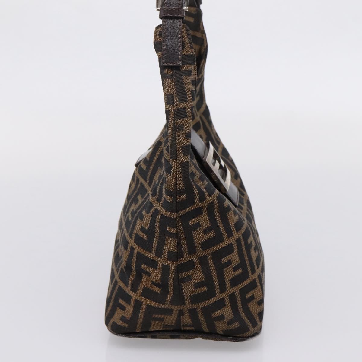 FENDI Zucca Canvas Mamma Baguette Shoulder Bag Brown Black Auth ep16455A