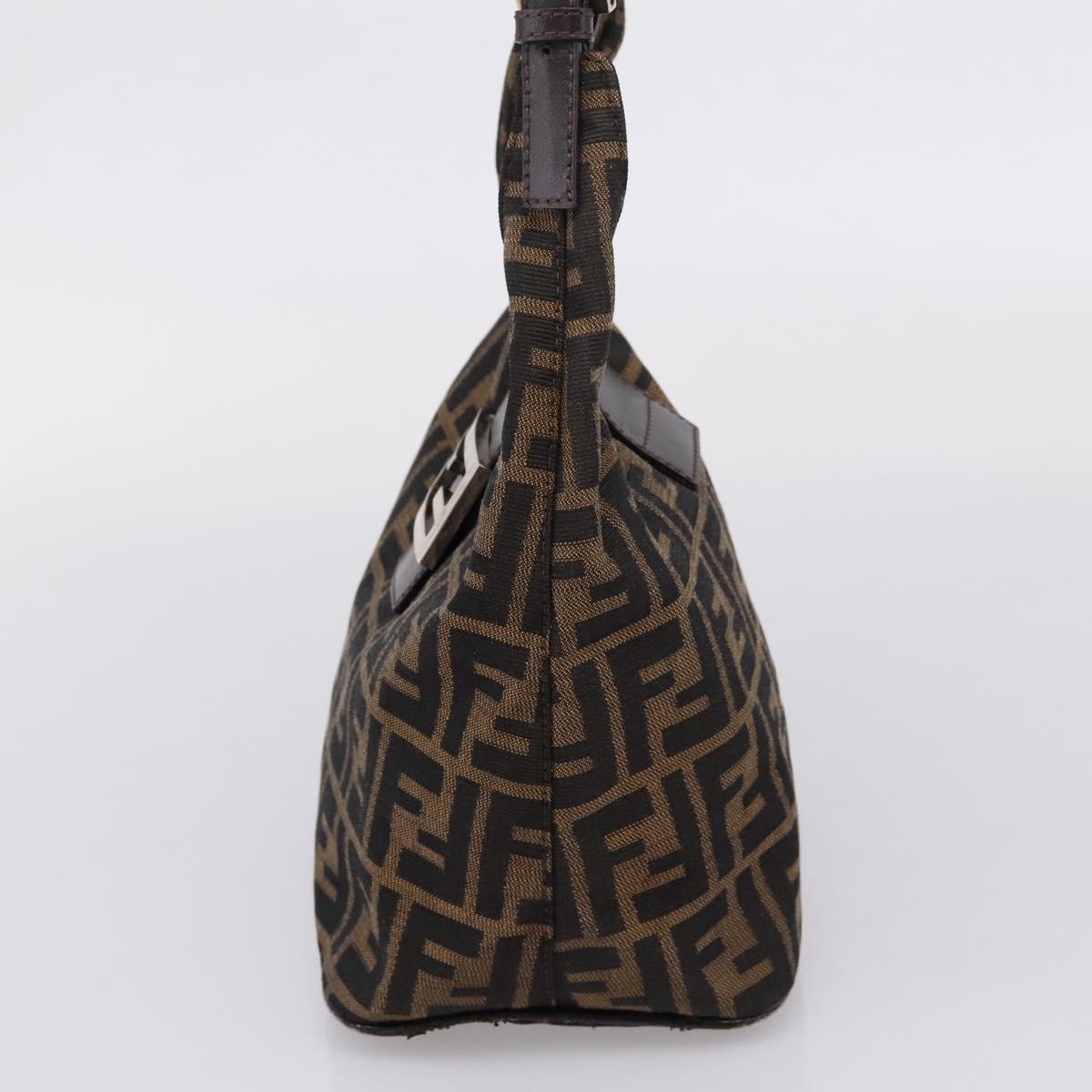 FENDI Zucca Canvas Mamma Baguette Shoulder Bag Brown Black Auth ep16455A