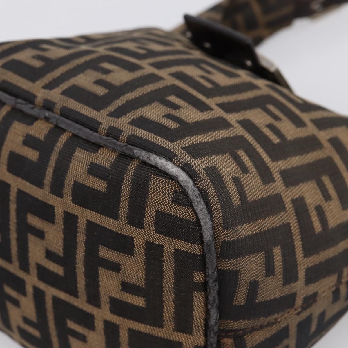 FENDI Zucca Canvas Mamma Baguette Shoulder Bag Brown Black Auth ep16459