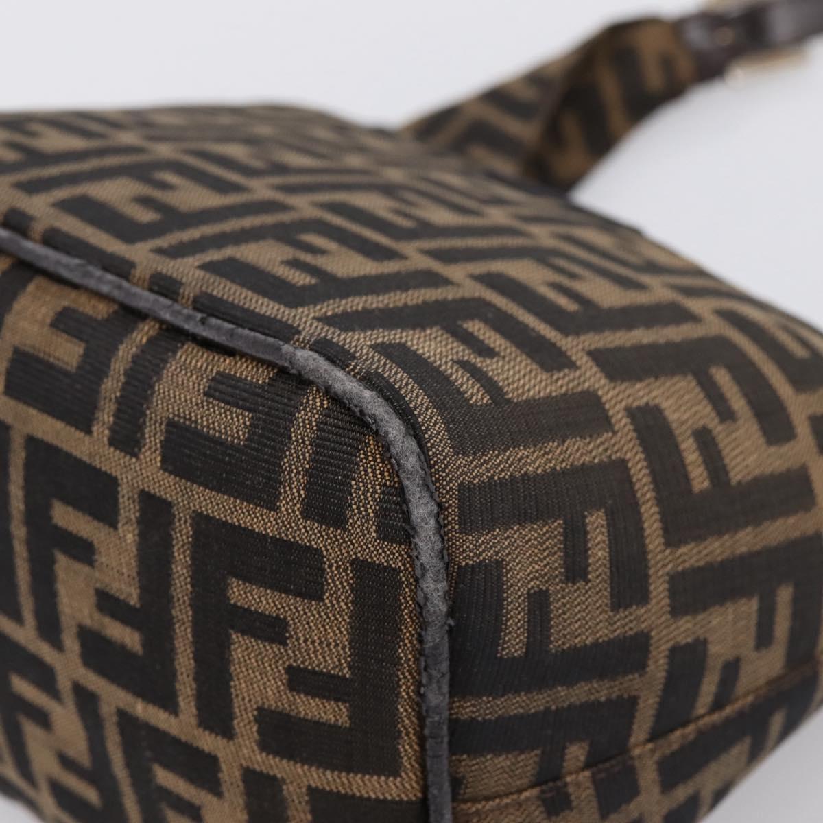 FENDI Zucca Canvas Mamma Baguette Shoulder Bag Brown Black Auth ep16459