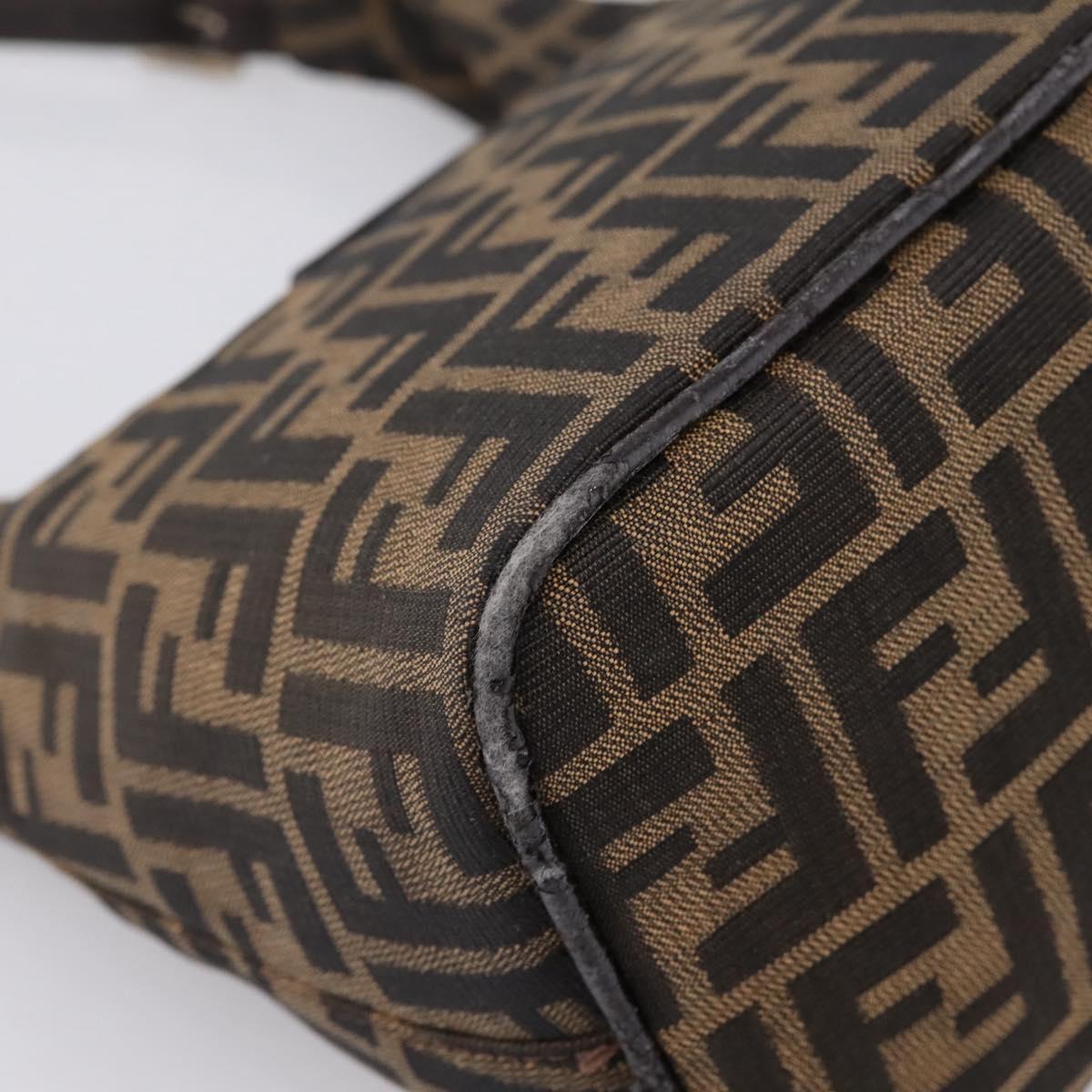FENDI Zucca Canvas Mamma Baguette Shoulder Bag Brown Black Auth ep16459