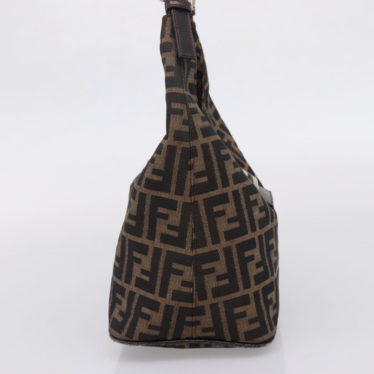 FENDI Zucca Canvas Mamma Baguette Shoulder Bag Brown Black Auth ep16459