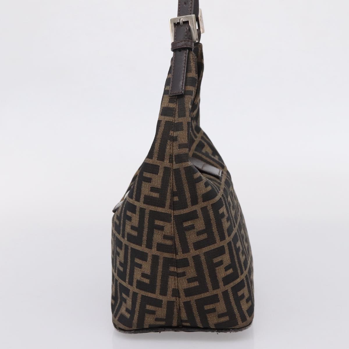 FENDI Zucca Canvas Mamma Baguette Shoulder Bag Brown Black Auth ep16459