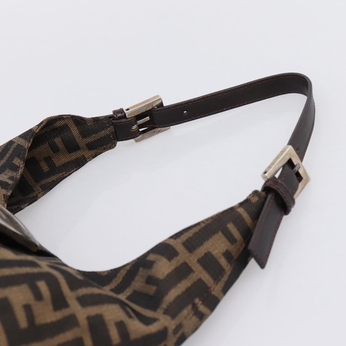 FENDI Zucca Canvas Mamma Baguette Shoulder Bag Brown Black Auth ep16459
