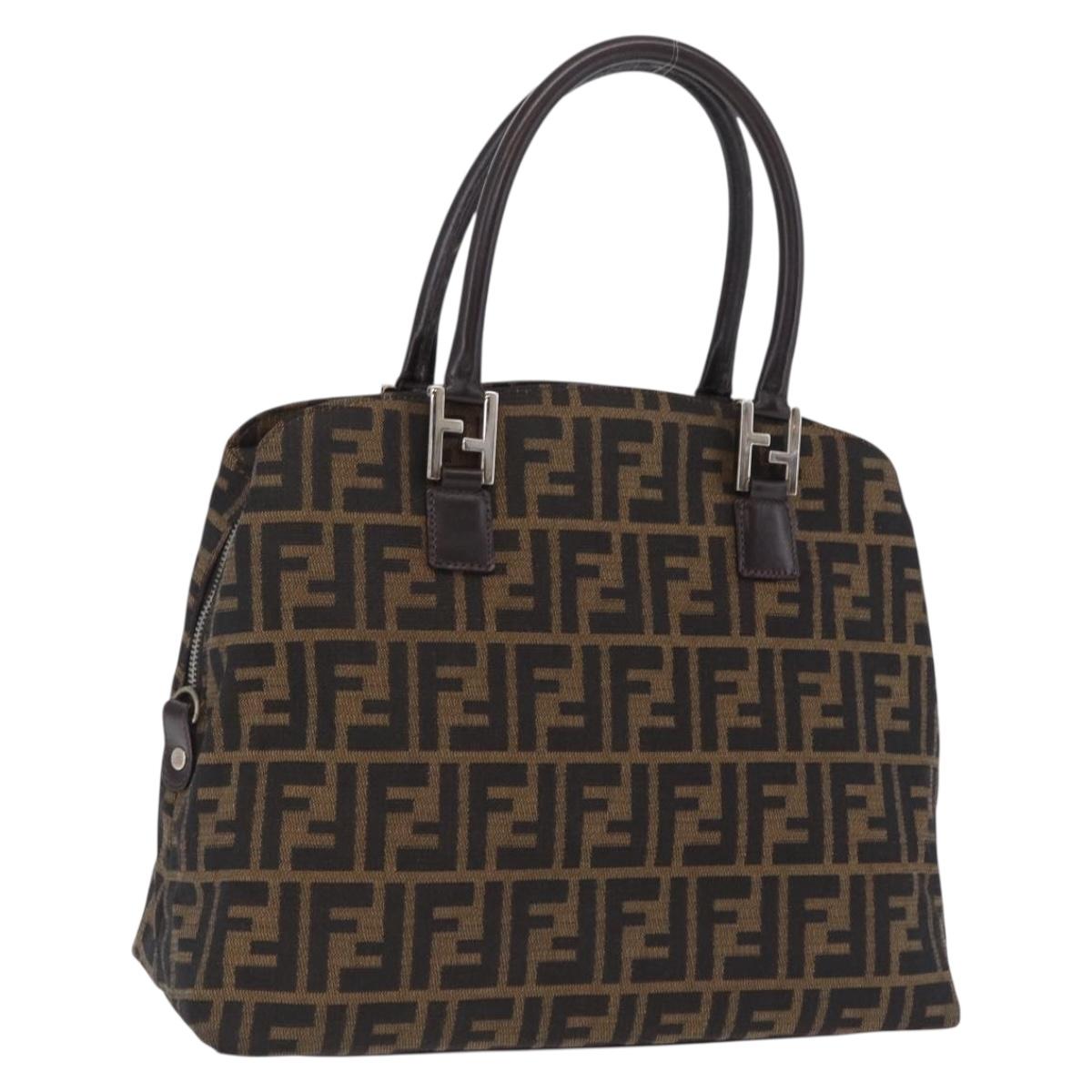 FENDI Zucca Canvas Hand Bag Black Brown Auth ep16462A