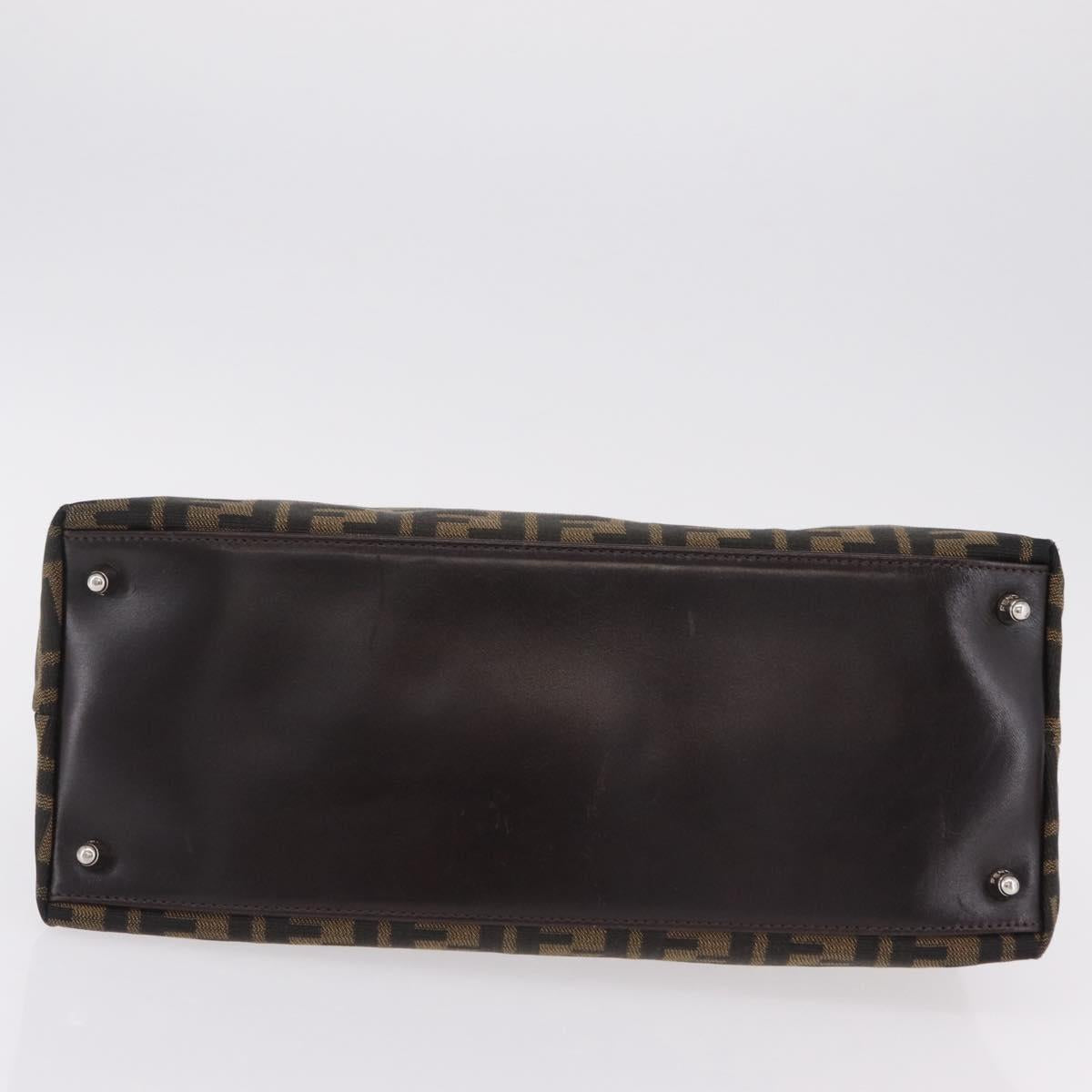 FENDI Zucca Canvas Hand Bag Black Brown Auth ep16462A