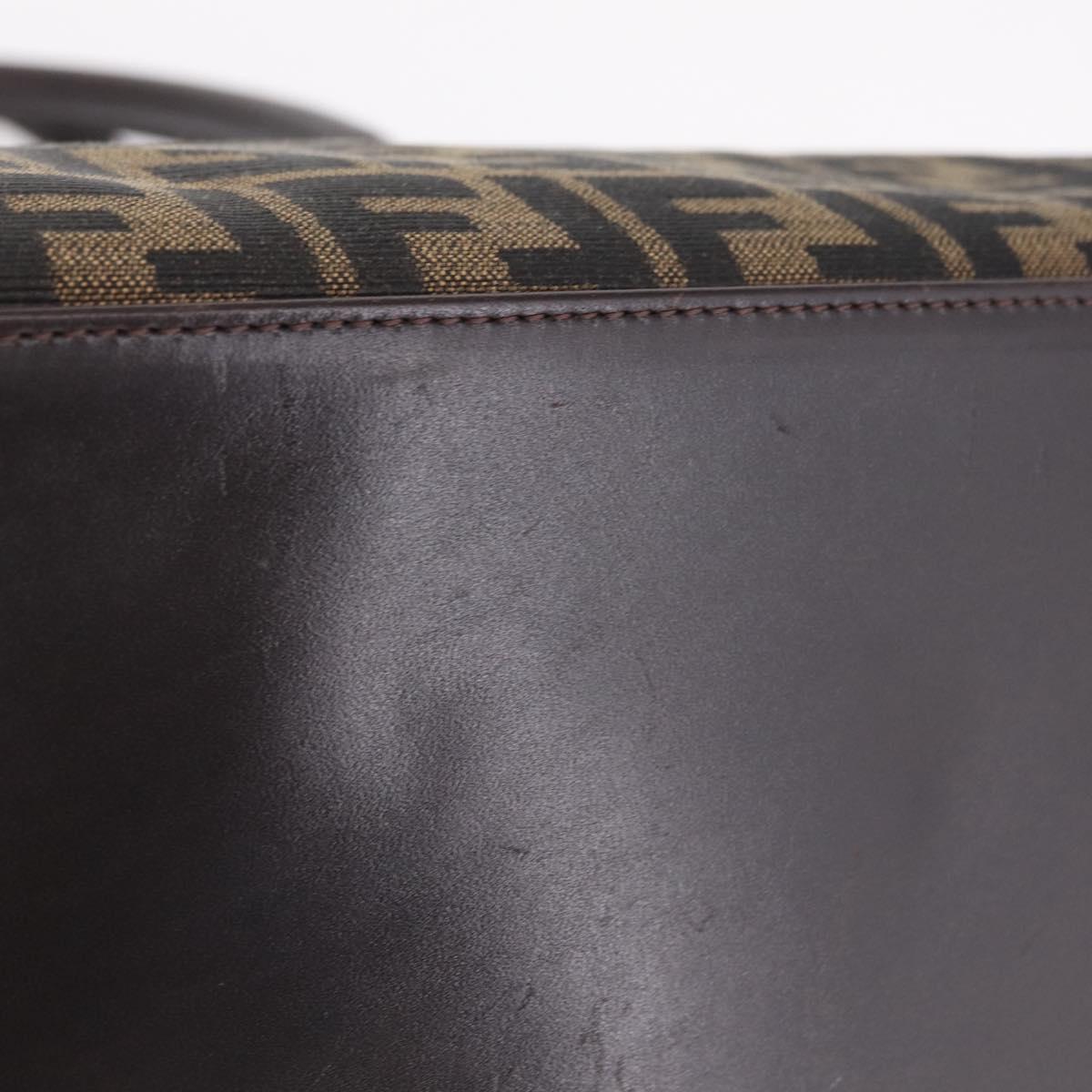 FENDI Zucca Canvas Hand Bag Black Brown Auth ep16462A