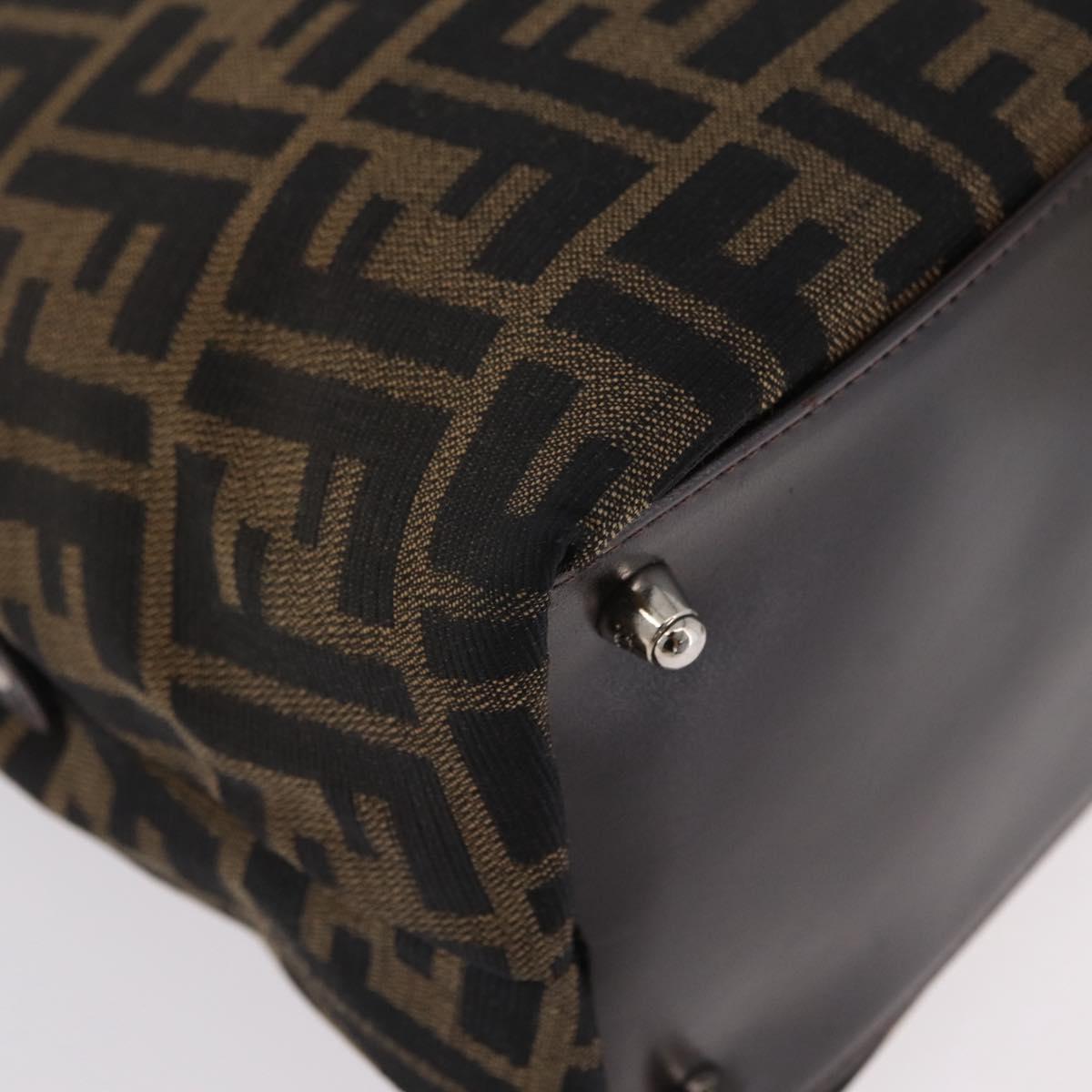 FENDI Zucca Canvas Hand Bag Black Brown Auth ep16462A