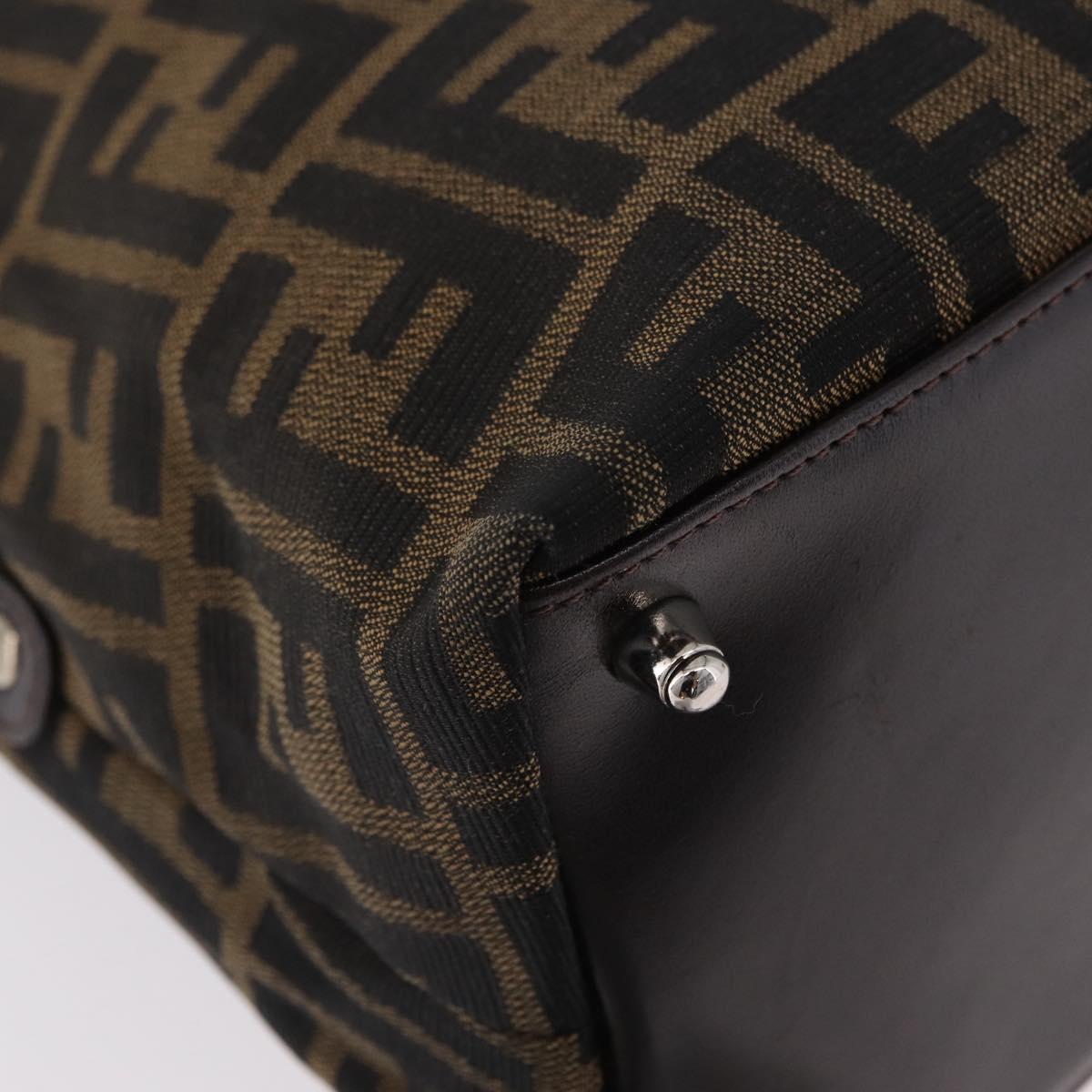 FENDI Zucca Canvas Hand Bag Black Brown Auth ep16462A
